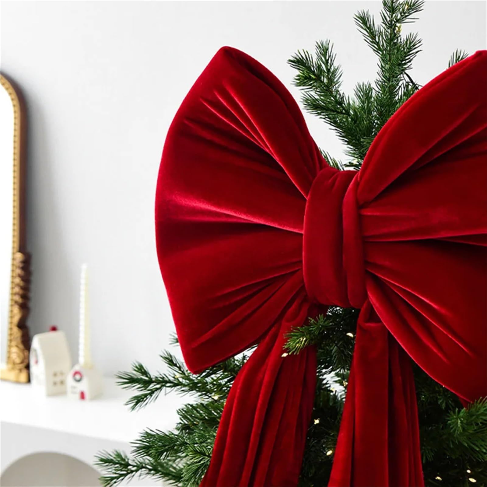Lazos Arbol Navidad Lazo Grande for la Punta del árbol de Navidad, serpentinas largas, Cintas for Puertas Delanteras, Decoraciones for Exteriores(220cm Wine Red)
