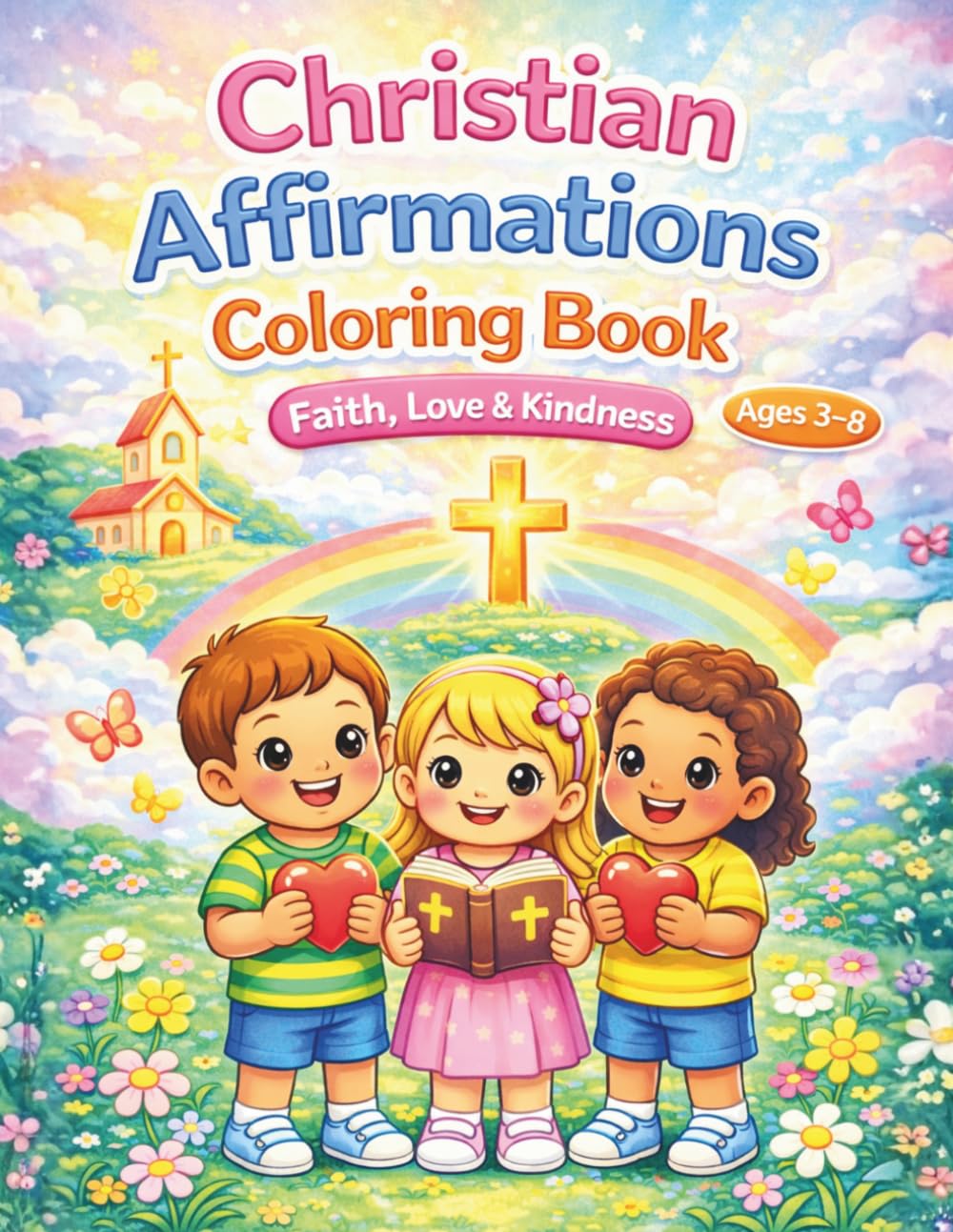 Christian Affirmations Coloring Book for Kids Ages 3–8: Cute Christian Coloring Book with Faith Affirmations, Bible Words, and Encouraging Messages for Little Hearts