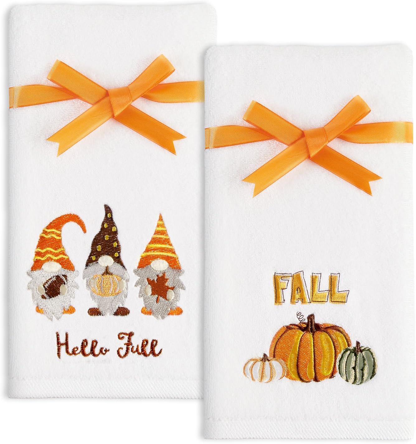 Quera 2 Pack Thanksgiving Hand Towels Fall Pumpkins Gnomes