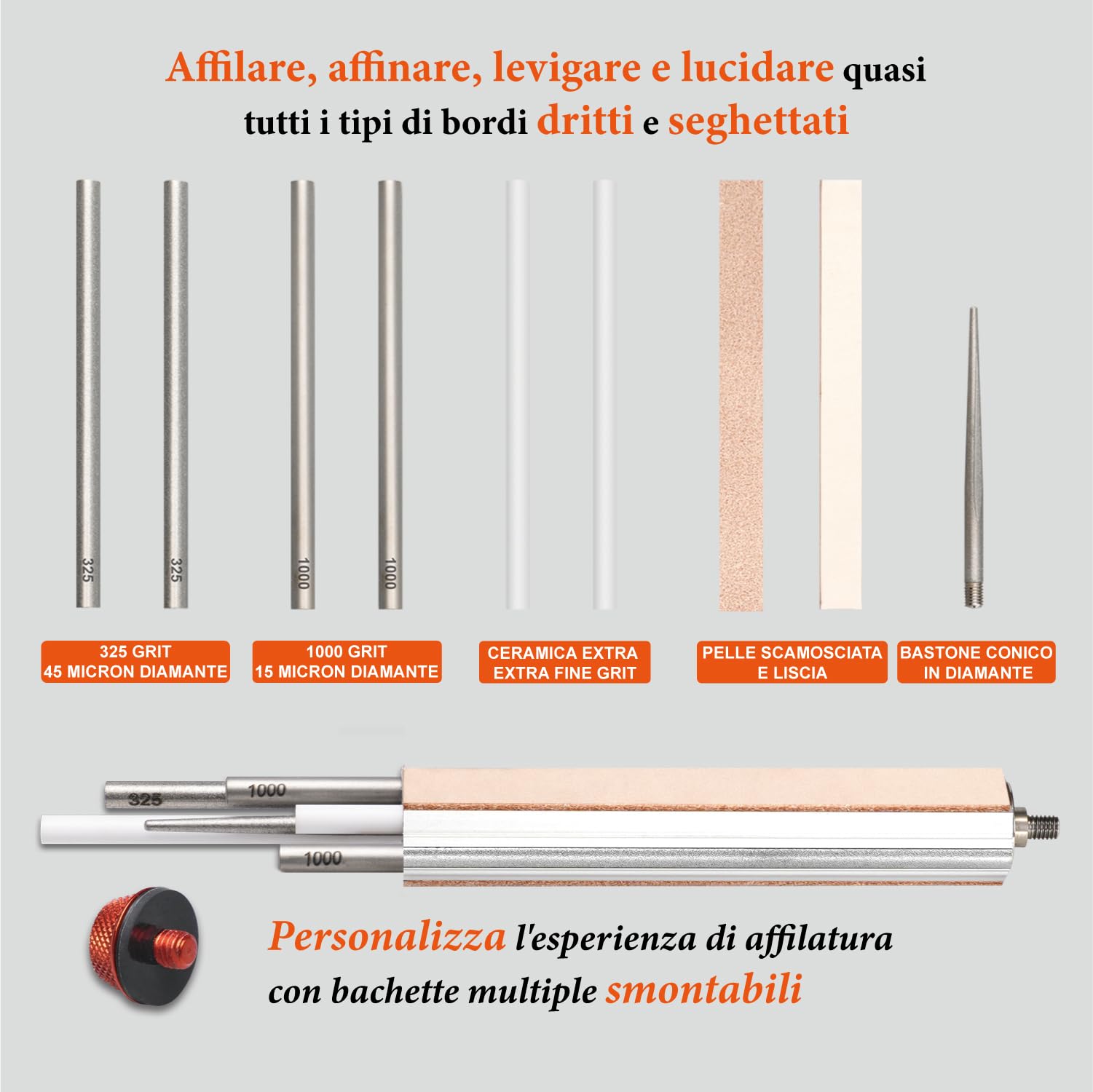 SHARPAL 210N TRANSFOROD 11-in-1 Affilacoltelli ad Angolo Regolabile - Affilatore Professionale per Coltelli con Abrasivi in Diamante Monocristallino, Ceramica e Cuoio, Regalo Festa del Papà