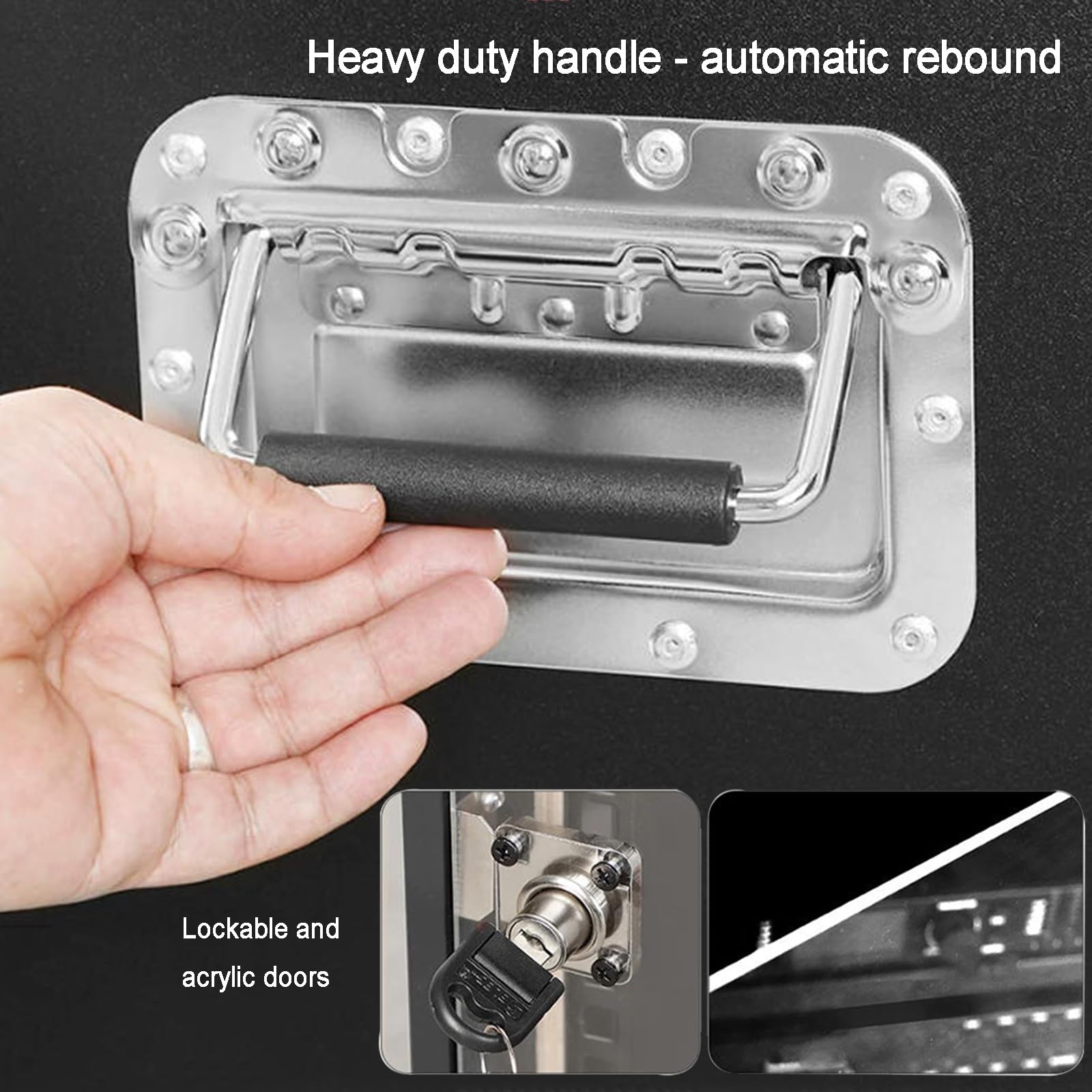 Stereo Cabinet Audio Video Rack con Ruote, Porta Trasparente bloccabile, scaffali Regolabili, cassetto, Angoli in Metallo Resistenti per Home Theater Ufficio Sala da Registrazione Nero 8U 12U 16U