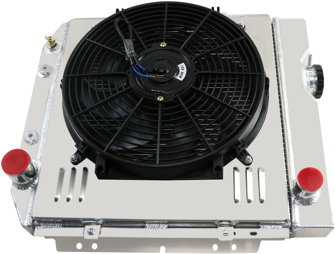 4 Rows Aluminum Radiator+Shroud Fan Compatible For 1964-1966 FORD MUSTANG V8 260 289 AT/MT Radiators