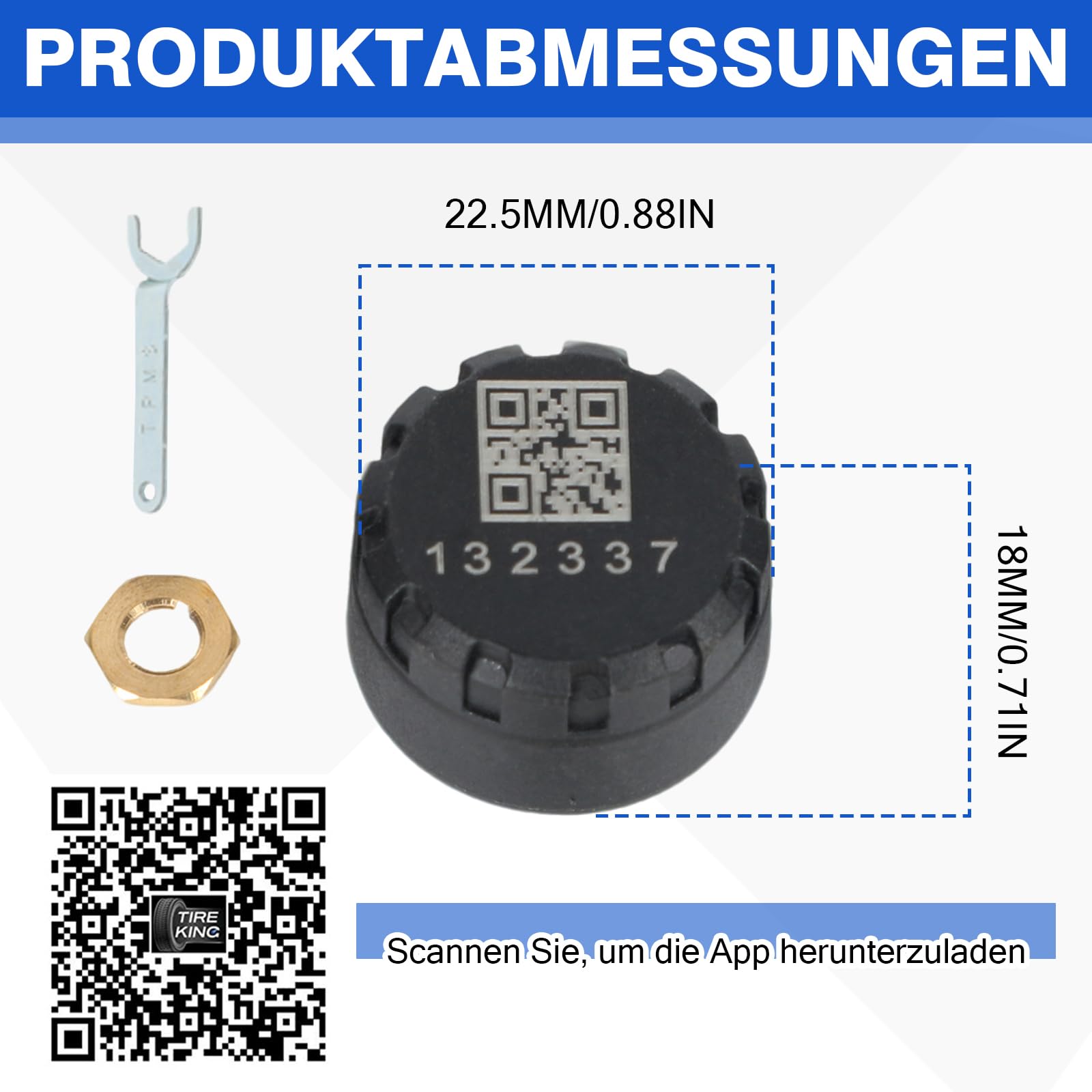 Bluetooth Reifendruckkontrollsystem mit Externen Sensoren, Motorrad TPMS Reifendruck und Temperatur Monitor, Reifendrucksensor Reifen Sensor APP für Autos, Motorräder, ATVs, Pickups (2 Stück)