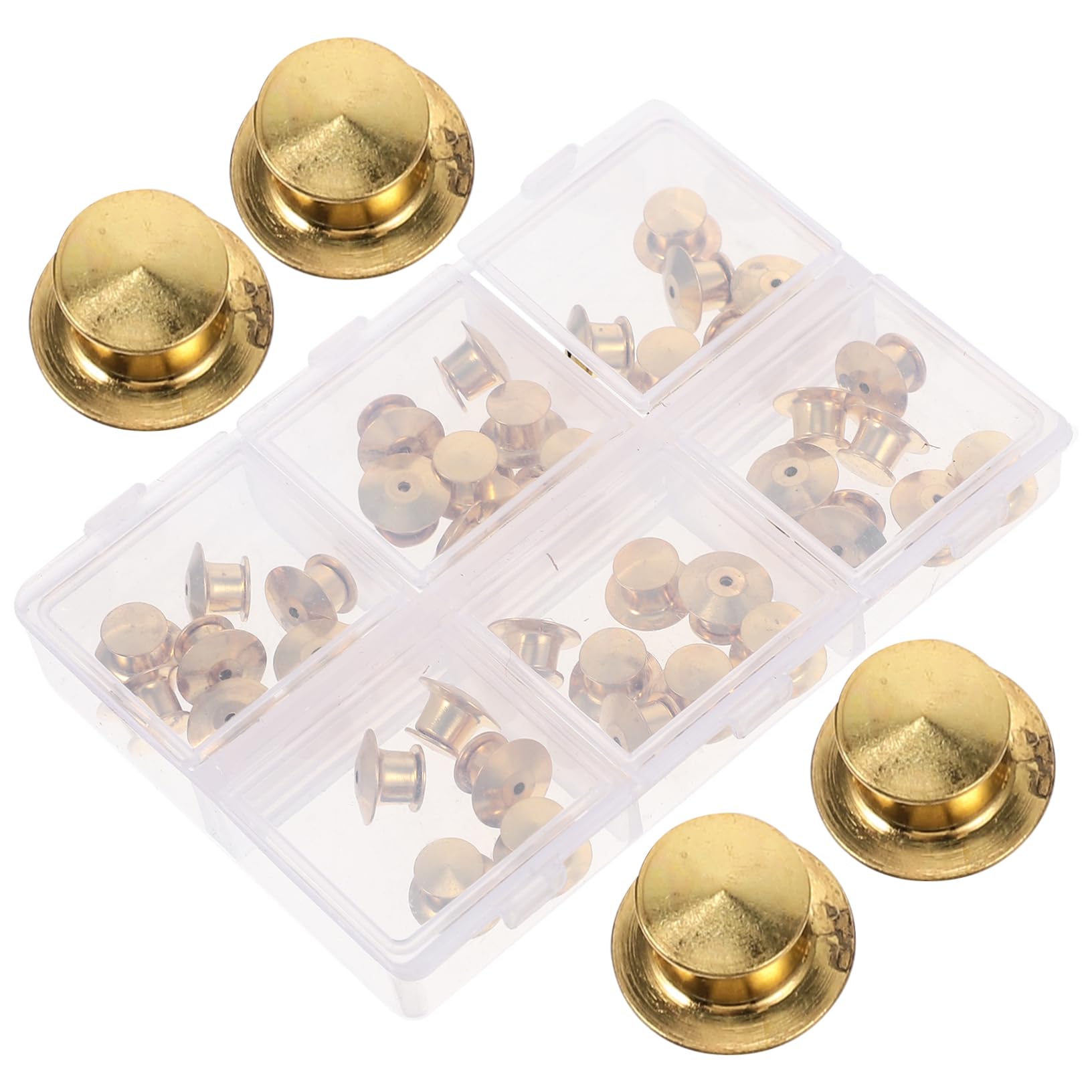 DOITOOL 2 Boxen Lapel Pin Backs Legierung Gold Flache Runde Sicherheitsverschluss Klips für Diy Schmuck und Bastelarbeiten Sicher und für Broschen und Anstecker
