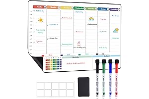 POPRUN Magnetic Weekly Dry Erase Board