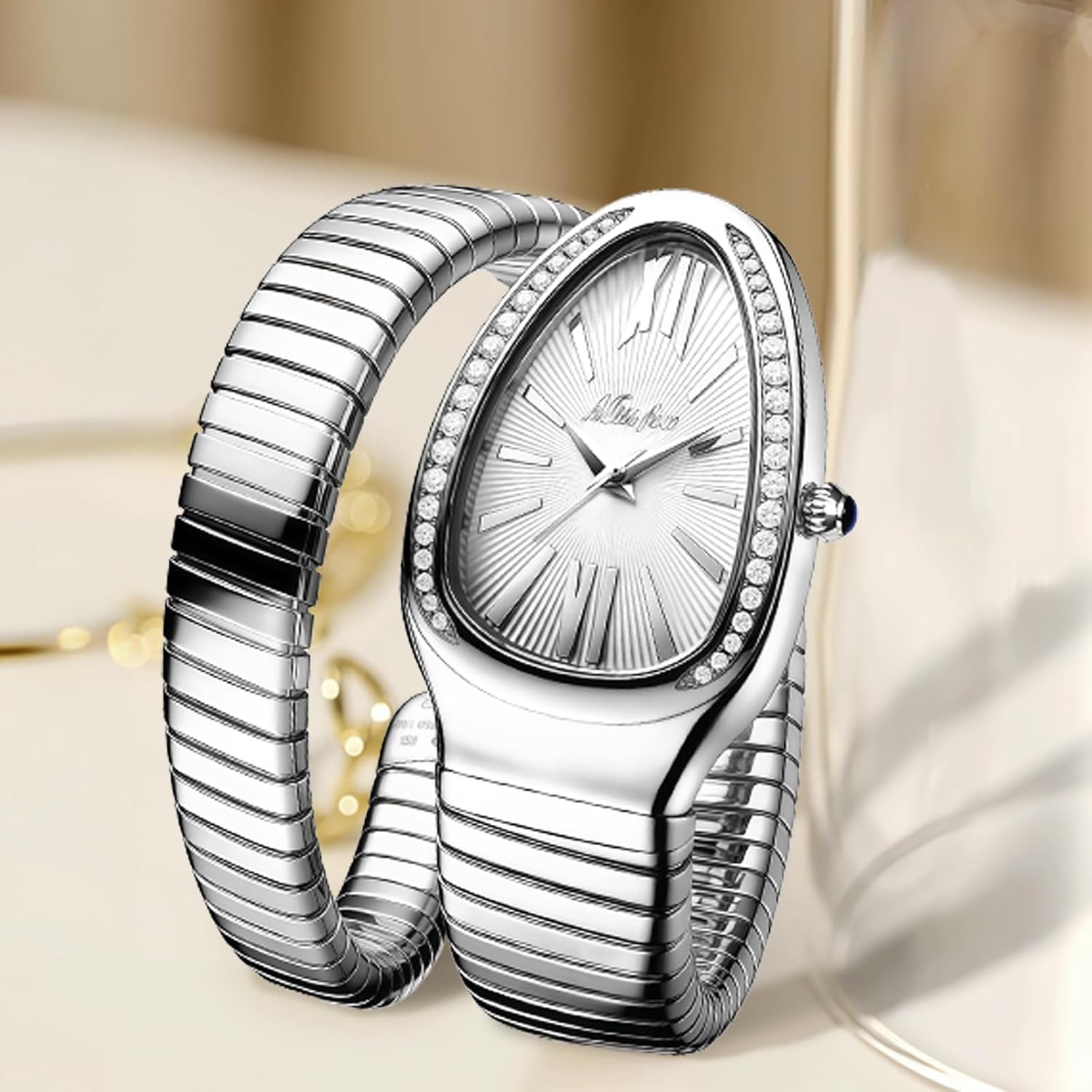 MASTOP Snake Face Watch for Women 5.9-7.1in Snake Shape Face Women Watches Ladies Watches Waterproof Steel Dainty Dress Female Wrist Watches Relogio Feminino - Image 3