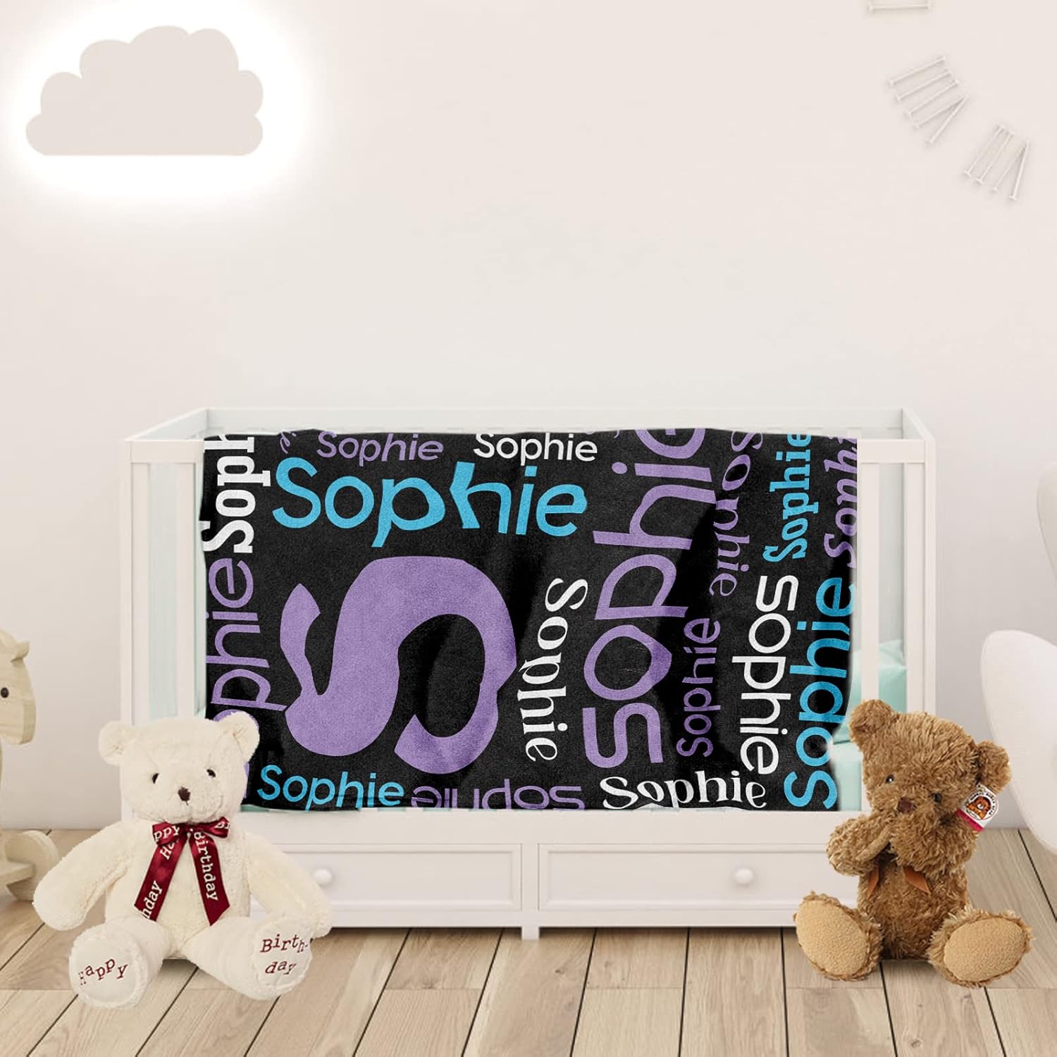 Personalized Baby Blanket with Name for Kids, Custom Super Soft Name Blanket for Boys Girls Cozy Warm Name Nap Blanket for Grandson Flannel Personalized Name Gift for Mom Dad Throws Blanket for Lover