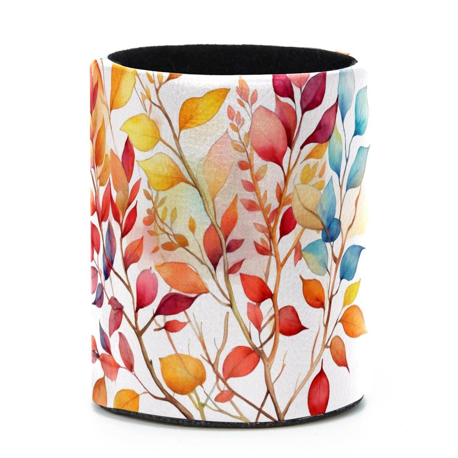 VAPOKF Round Pencil Holders for Desk, Artistic Leaves Pen Holders Pen Pot Makeup Brushes Storage Desktop Stationery Supplies Organiser for Home Office