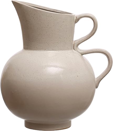 Bloomingville 9 Inches 88-Ounce Stoneware Reactive Glaze, White Pitcher