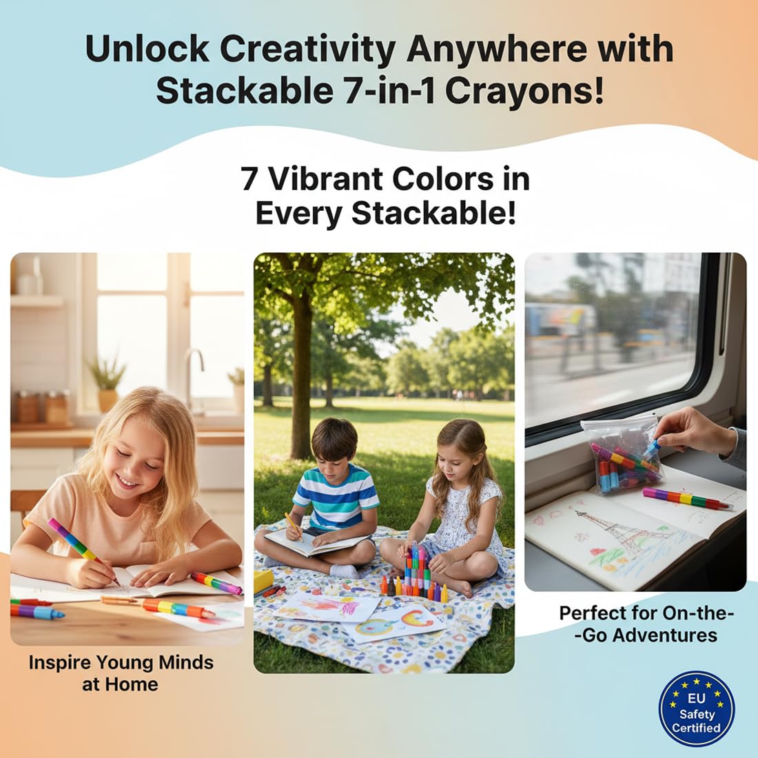 10 Crayons Empilables pour Enfants, Crayons de Couleur Empilables et Cire, Set de Blocs Arc-en-Ciel pour Garçons & Filles, Idéal comme Cadeau Anniversaire & Fête (Arc-en-Ciel)
