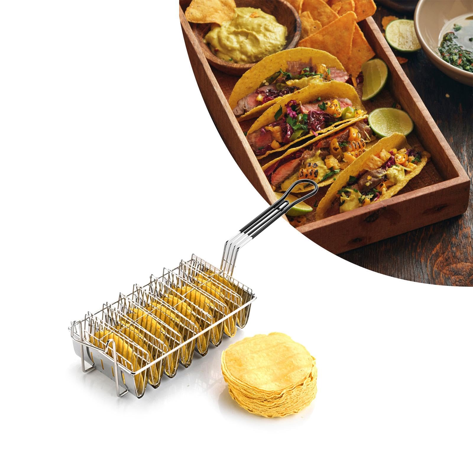 Baoblaze Taco Basket Taco Shell Fryer, Supporto per Friggere, Cestello per Friggere con Impugnatura per Friggitrice, Cestello Porta Taco, Cestello per Friggere, 8 scomparti