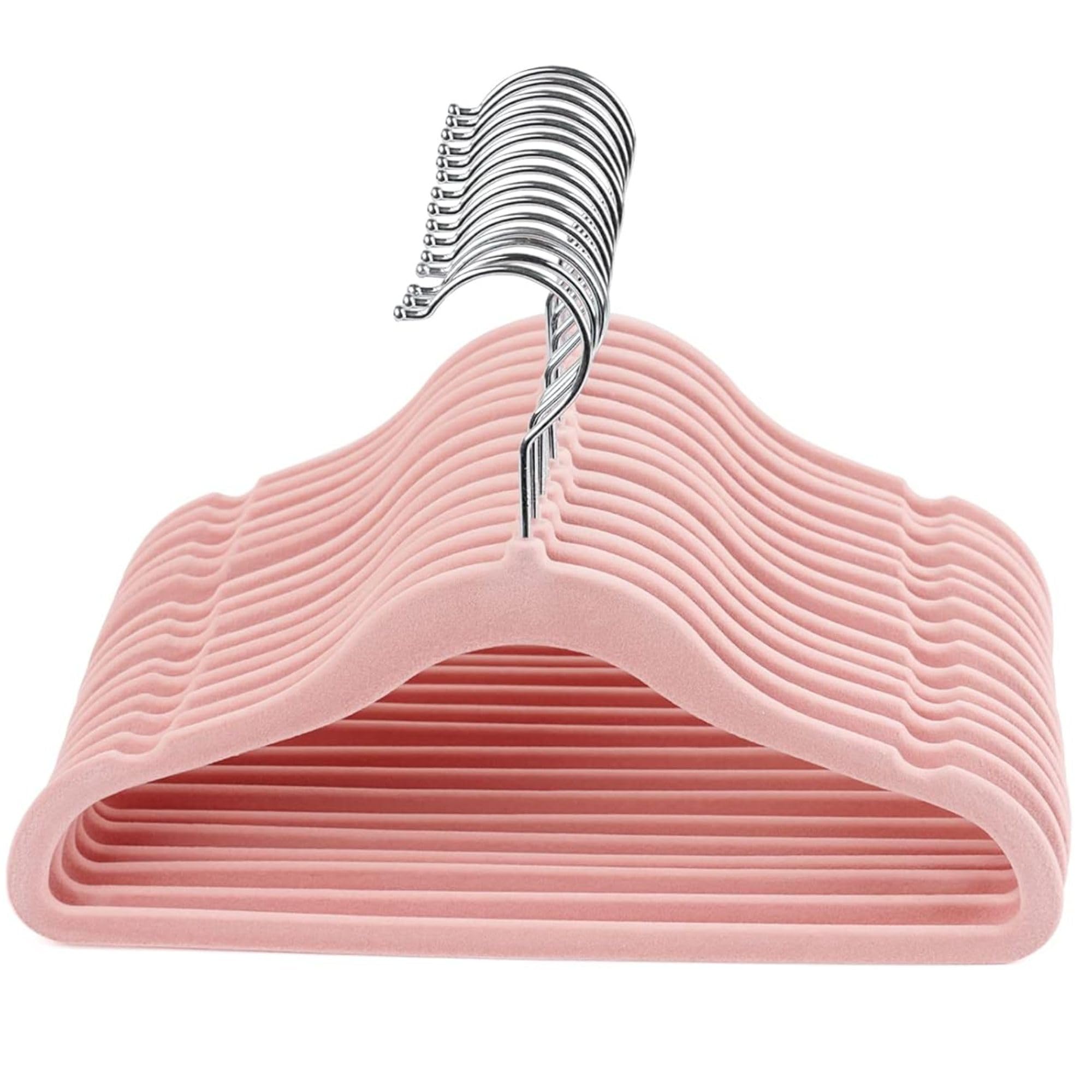 Zargun Velvet Baby Hangers, Nursery Coat Clothing Hangers for Babies, Infant, Toddlers and Kids, Unisex for Boys or Girls, Ultra-Slim Space Saving for Nursery Closet Organisation (Blush Pink)
