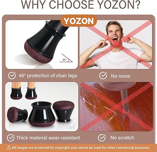Miniatura 11 de Protectores de fieltro para patas de silla, cuadrados, transparentes, pisos de madera dura, silicona, antideslizante, reduce el ruido, tamaño 1-1/8