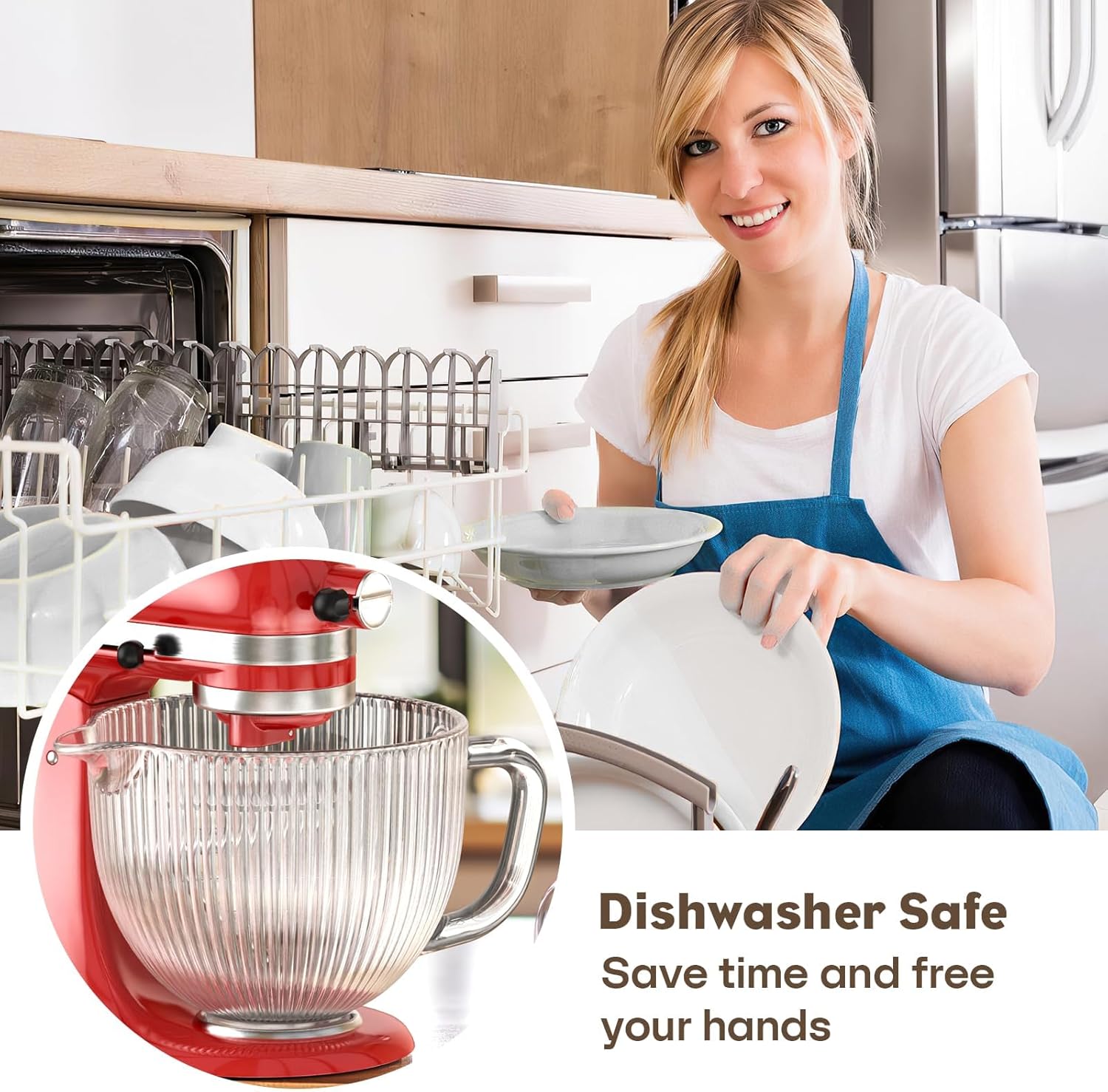 5-Quart Glass Bowl Attachment for KitchenAid Tilt-Head Stand Mixers