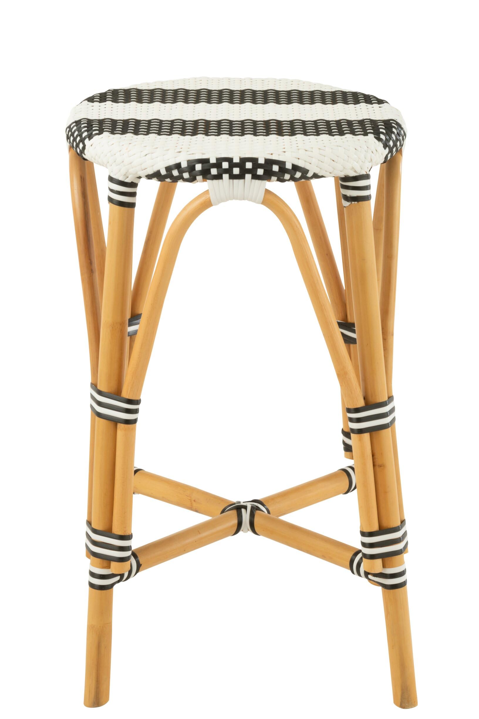 J-line Tabouret - rotin - Noir/Blanc - Large