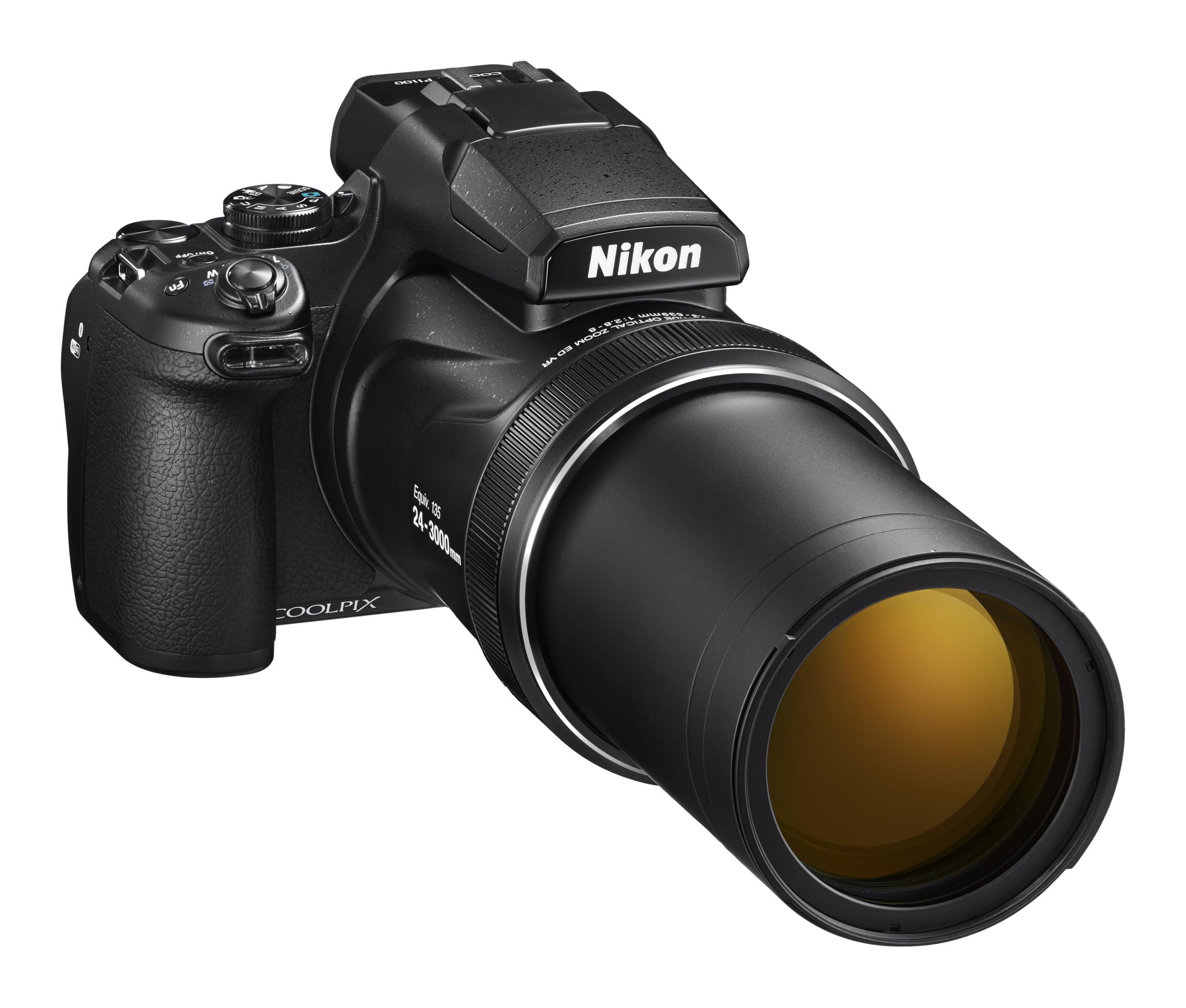 Nikon Coolpix P1100 Fotocamera Bridge, Zoom Ottico 125x (24-3000mm), Sensore CMOS 16 MP, Video 4K UHD, Stabilizzazione Ottica VR, LCD Articolato 3.2", Nero [Nital card: 4 anni di garanzia]