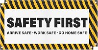 YIKIADA 2-Pack Arrive Work Go Home Safe Safety Banners - 4x2 Ft Fade-Resistant Polyester Signs with Grommets for Warehouse Factory