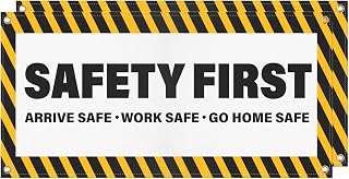YIKIADA 2-Pack Arrive Work Go Home Safe Safety Banners - 4x2 Ft Fade-Resistant Polyester Signs with Grommets for Warehouse Factory