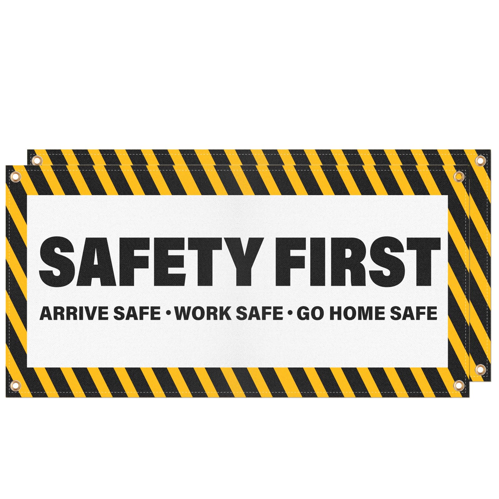 Panneau Safety First lot de 2 bannières polyester pour éviter les accidents de chantier