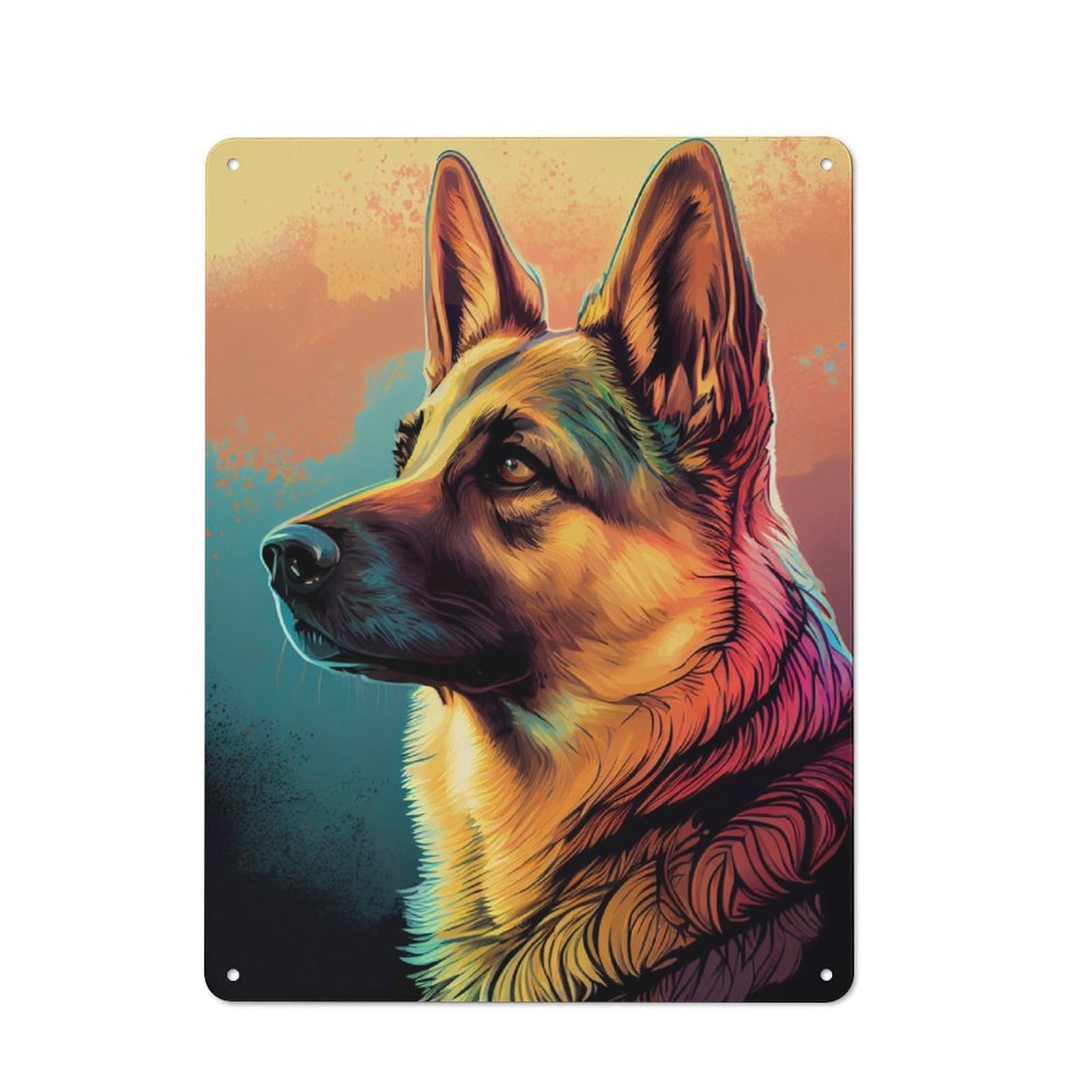 Junmoney German Shepherd Dogs Rustic Metal Sign 40X30cm For Café Or Restaurant, For Vintage Wall Decor Fans, For Living Room And Hallway Decor