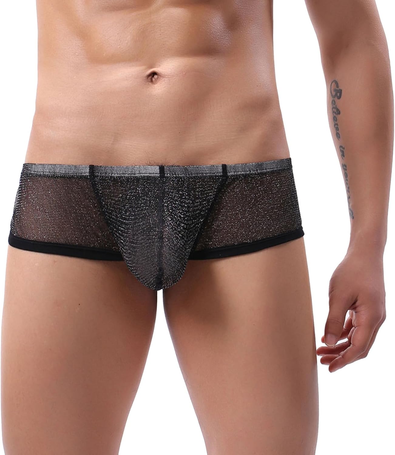 Agoky Men's Low Rise Nylon Underwear Shimmering Boxer Briefs Swimming Trunk Nylon Boxer Shorts