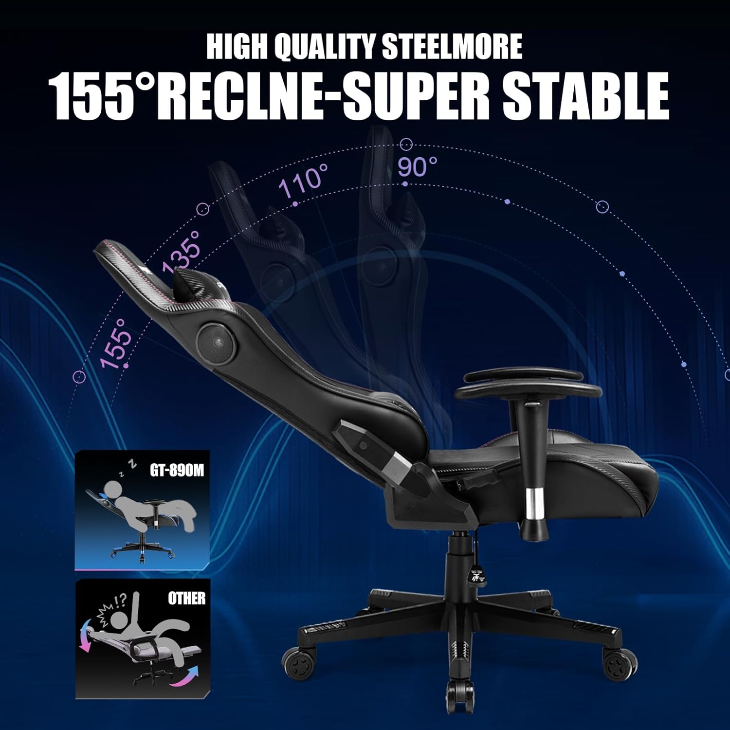 71vWWtgHUXL._AC_SL1500_ GTRACING Gaming Chair with Speakers Bluetooth Music Video Game Chair Audio Ergonomic Design Heavy Duty Office Computer Desk Chair (Black)