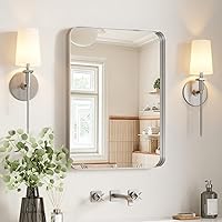 Vista 10 de USHOWER - Juego de 2 espejos negros para baño sobre lavabo de 56 x 76 cm, espejo rectangular de marco metálico, espejo de tocador moderno