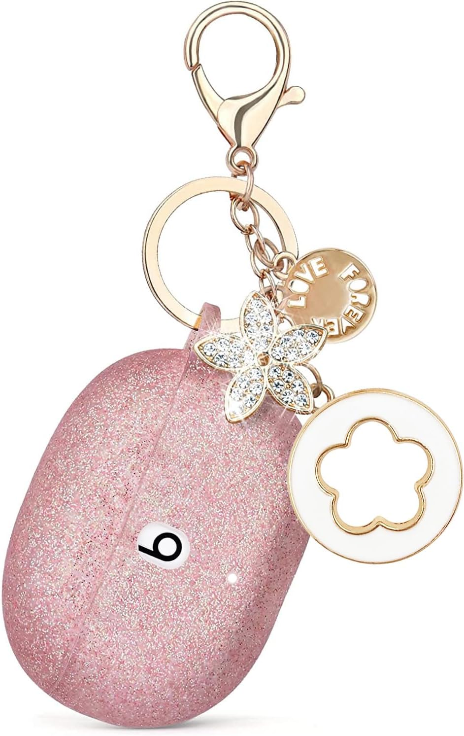 Case Compatible with Beats Studio Buds (2021) / Beats Studio Buds + (2023) Silicone Protective Case for Beats Wireless Earbuds with Keychain (Rose Gold)