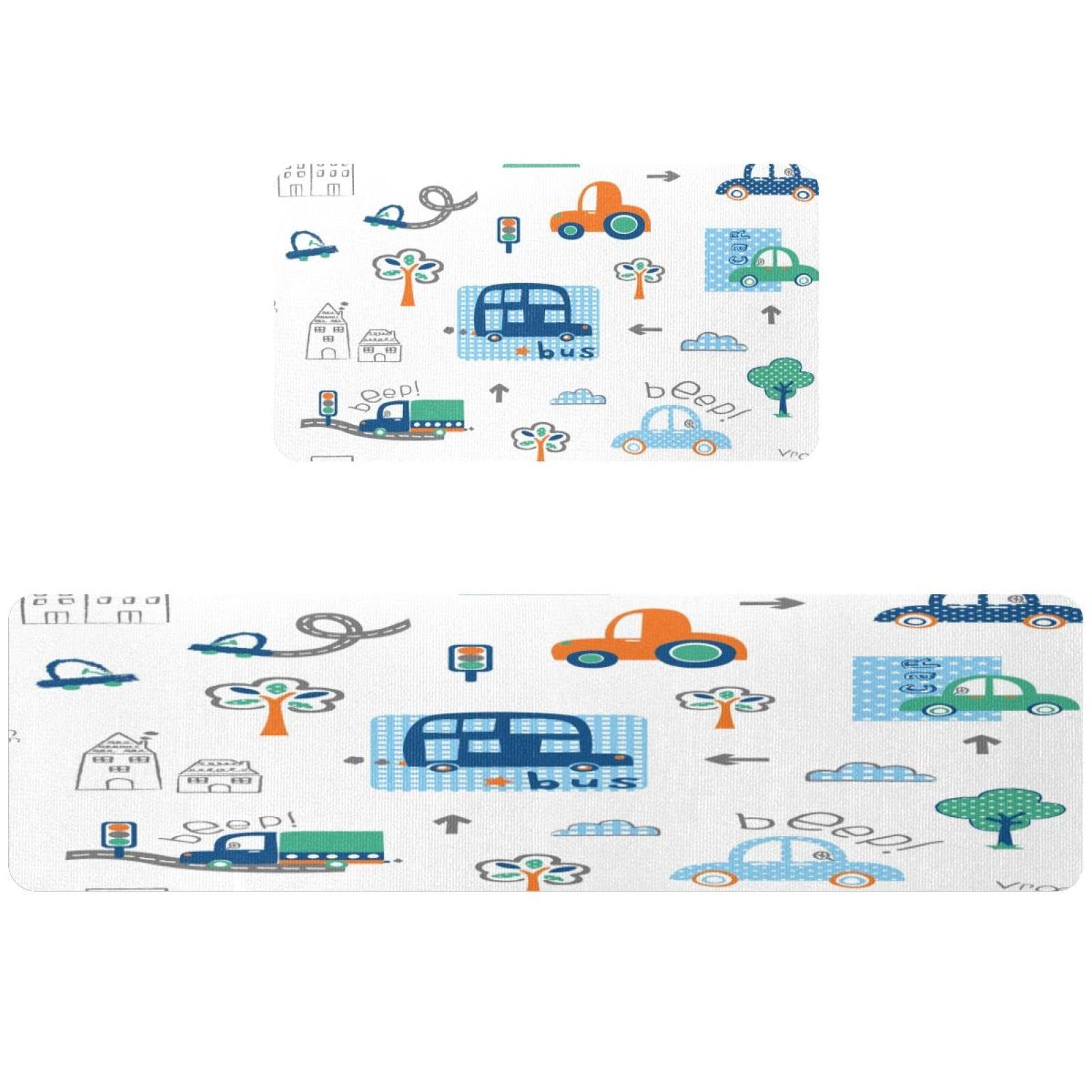 Alfombra de cocina de 2 piezas lavable alfombrilla pasillo antideslizante y absorbente de coches
