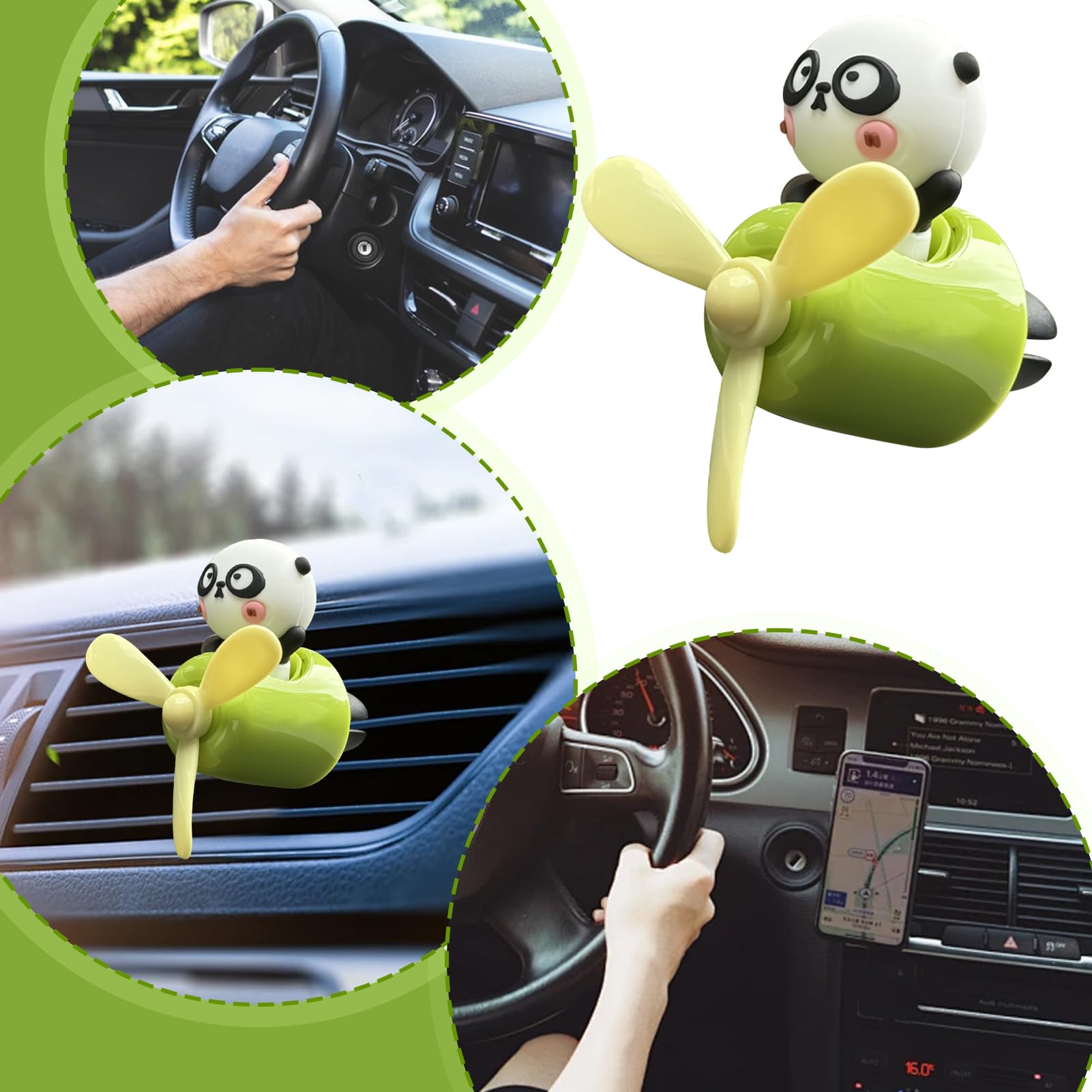 Auto-Lufterfrischer – kreativer Panda-Ventilator mit Raumduft, dekorativer Raumduft für Zigarettenanzünder, Haus, Schlafzimmer, Zimmer