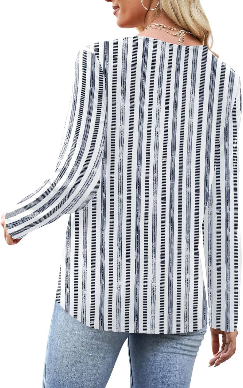 Womens Long Sleeve T Shirts Asymmetrical Neck Tops Business Blouses for Women Fashion 2025 Tunic Shirts Decorative Buttons - Image 6