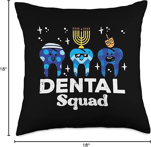 Miniatura 6 de Hanukkah Decor Jew Chanukah Men Women Kids Gifts Hanukkah Dental Squad Chanukah Jewish Teeth Dentist - Almohada para mujer 16 x 16 pulgadas