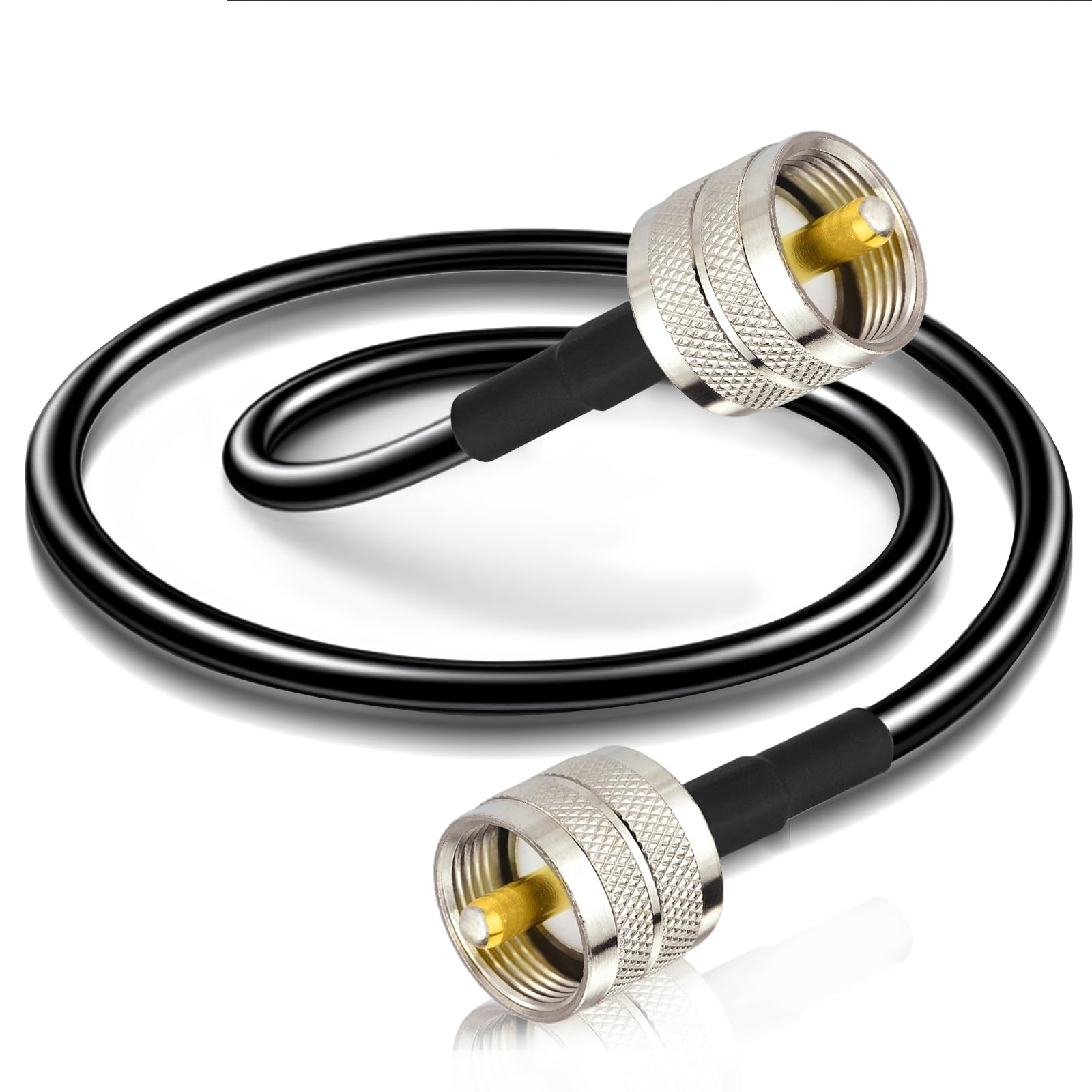 Bingfu CB Radio Extension Cable UHF PL259 Male to Male RG58 Coax Jumper Cable 1m 3 feet for CB VHF UHF Ham Radio Amateur Mobile Aerial Antenna Power SWR Meter Linear Amplifier Dummy Load