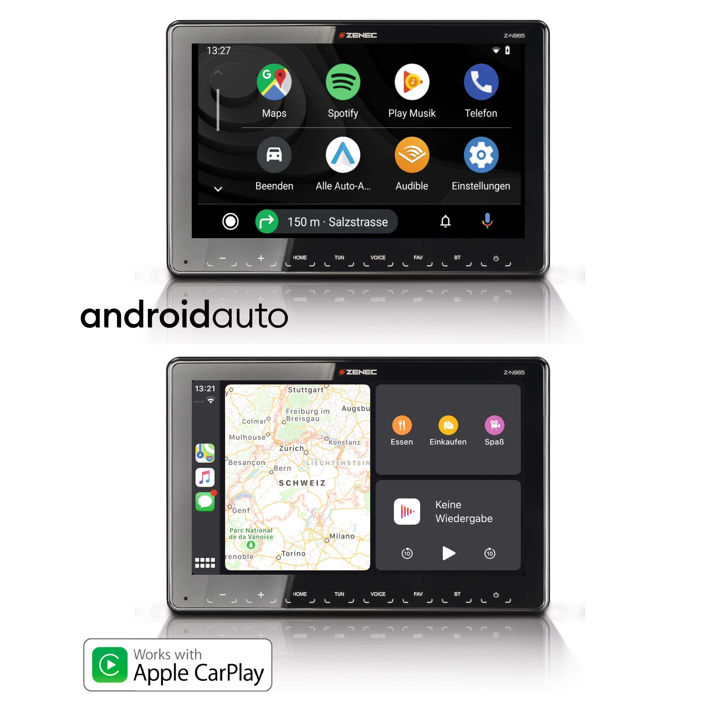Zenec Z-N965 | 9 Zoll - 1-DIN Radio Dab+ INFOTAINER Bluetooth Apple CarPlay AndroidAuto Spotify Autoradio