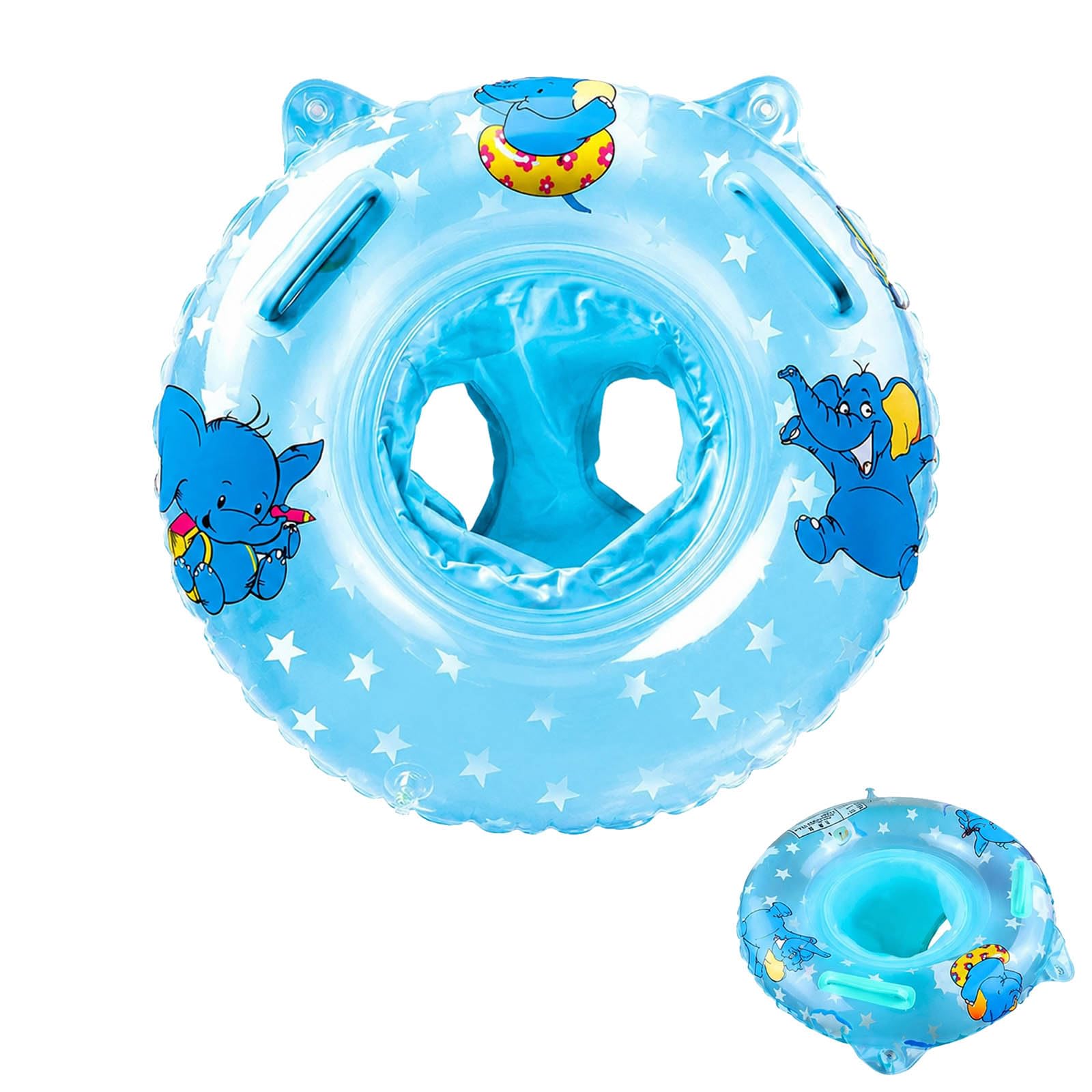 Baby Swimming Float, Inflatable Baby Swimming Ring with Seat Baby Float Ring for 3-36 Months Toddlers Kids Children(Blue elephant)