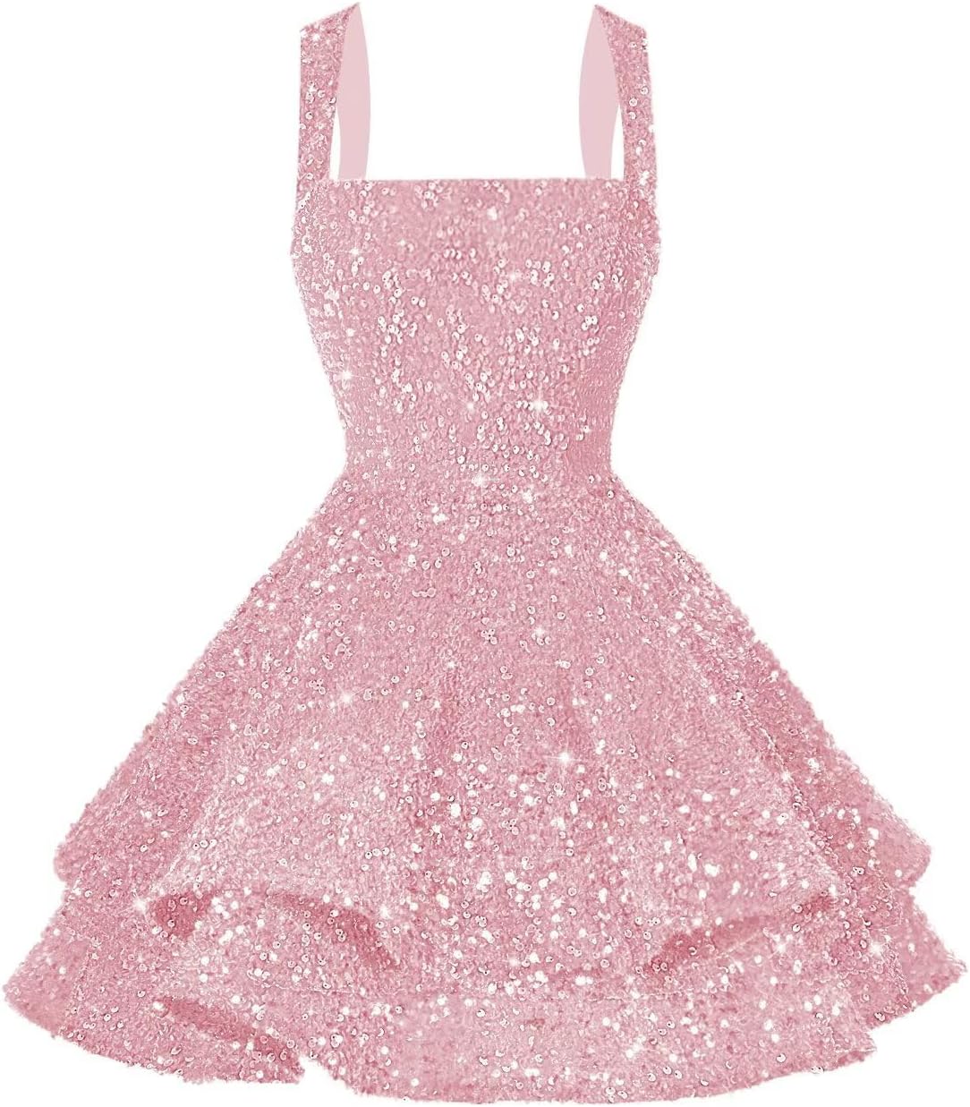 Short Scoop Neck Sequin Homecoming Dresses 2025 Sparkly Sweet 16 Photo Tiered Short...