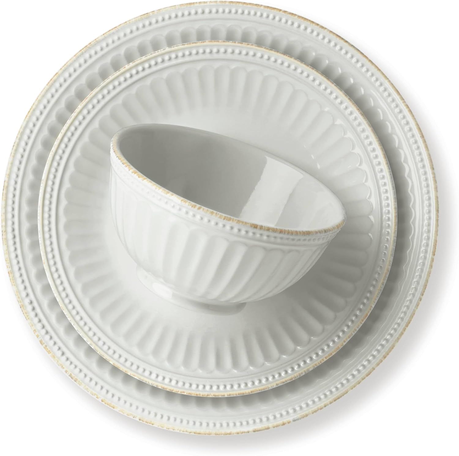 Lenox French Perle Groove 12-Piece Plate & Bowl Set, 23.05 LB, White - Image 2