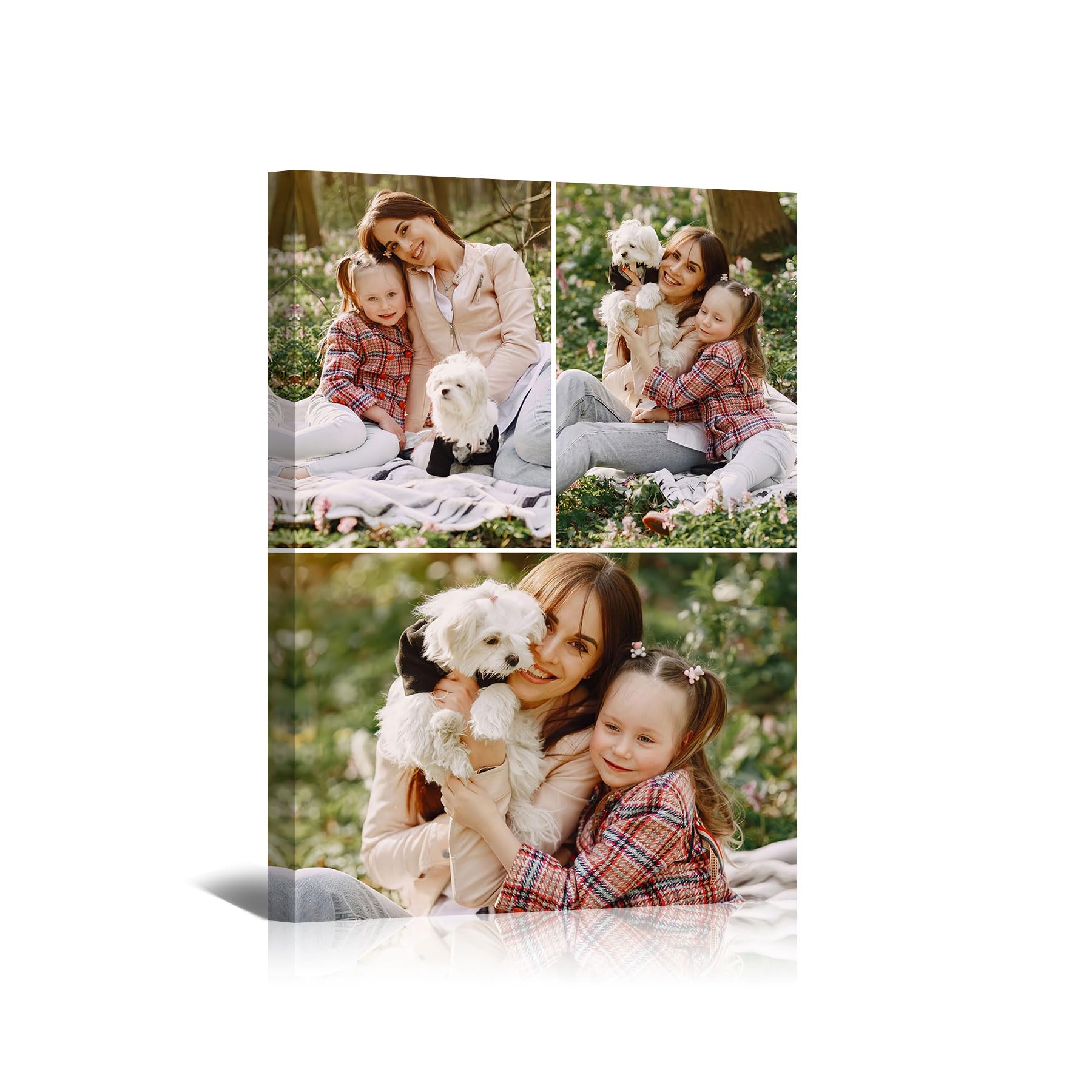 WITRN Personalised 3 Photo Collage Canvas Prints Custom Multi Picture Framed Wall Art, Personalised Gift for Women Mum Dad Couples Pets, Family Photo Canvas Home Decor 30x45 cm (12x18in) โ image 1