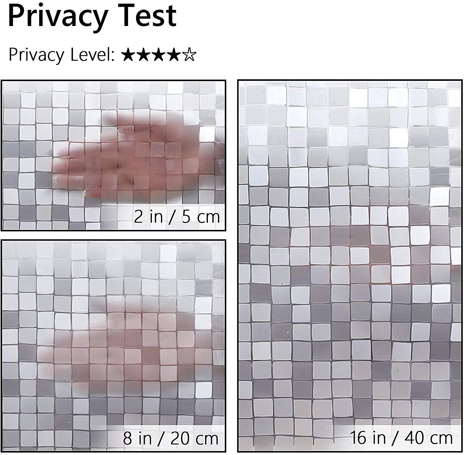 rabbitgoo Window Privacy Film 3D Decorative Window Clings No Glue Removable Static Glass Door Window Stickers, Sun Blocking Anti-UV Window Tint for Home, Mosaic 23.6 x 78.7 inches