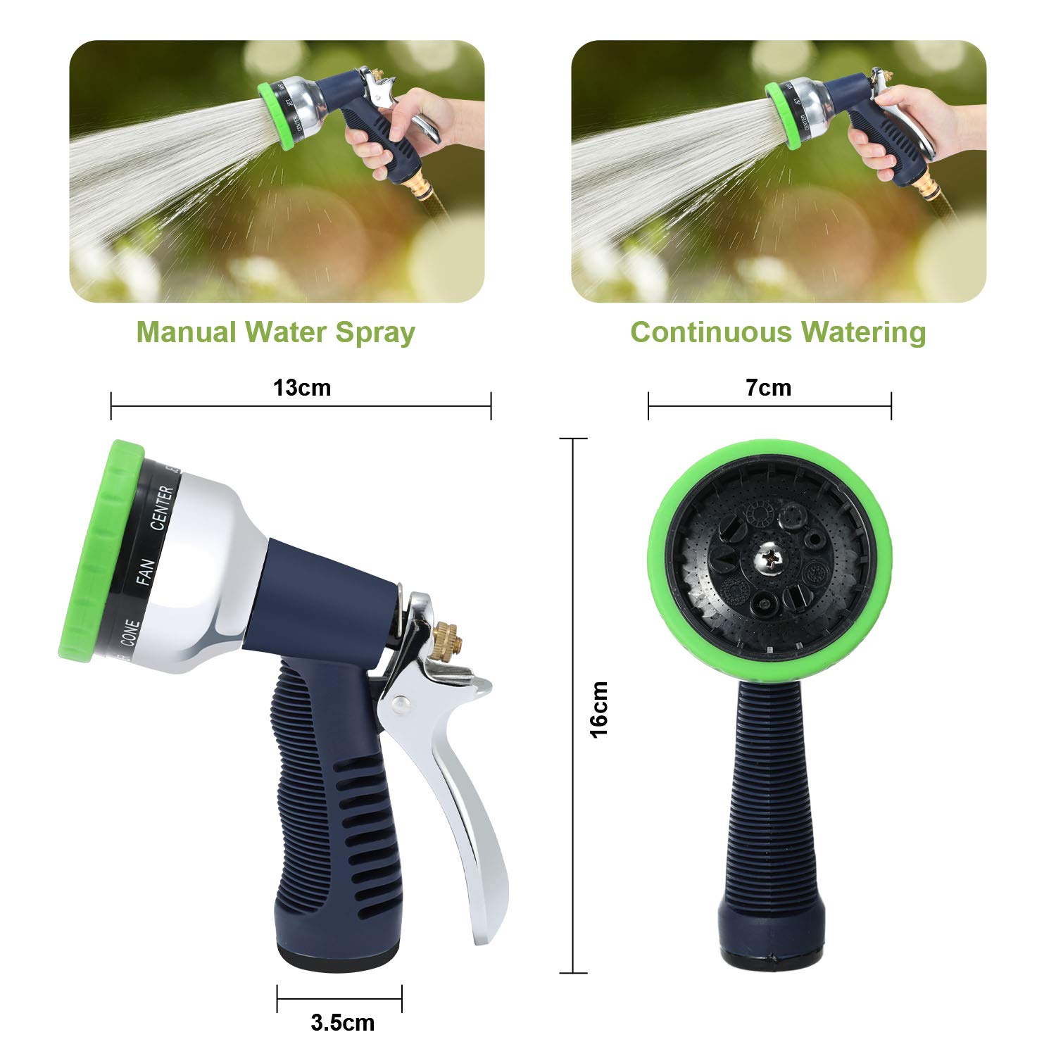 Ugello per tubo da giardino, pistola a spruzzo per irrigazione piante, prati, pulizia e lavaggio auto