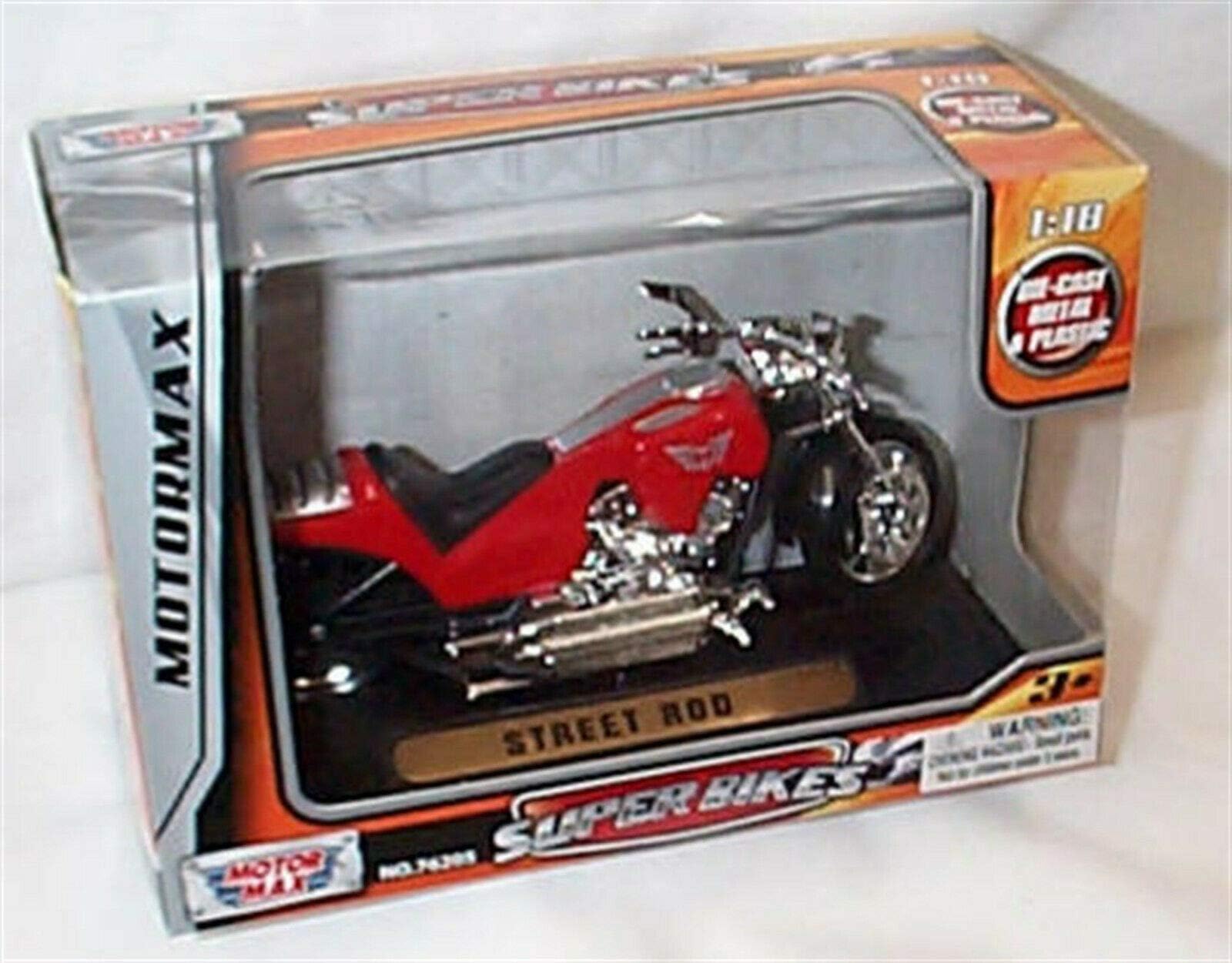 motormax red Street Rod Bike 1:18 scale diecast model