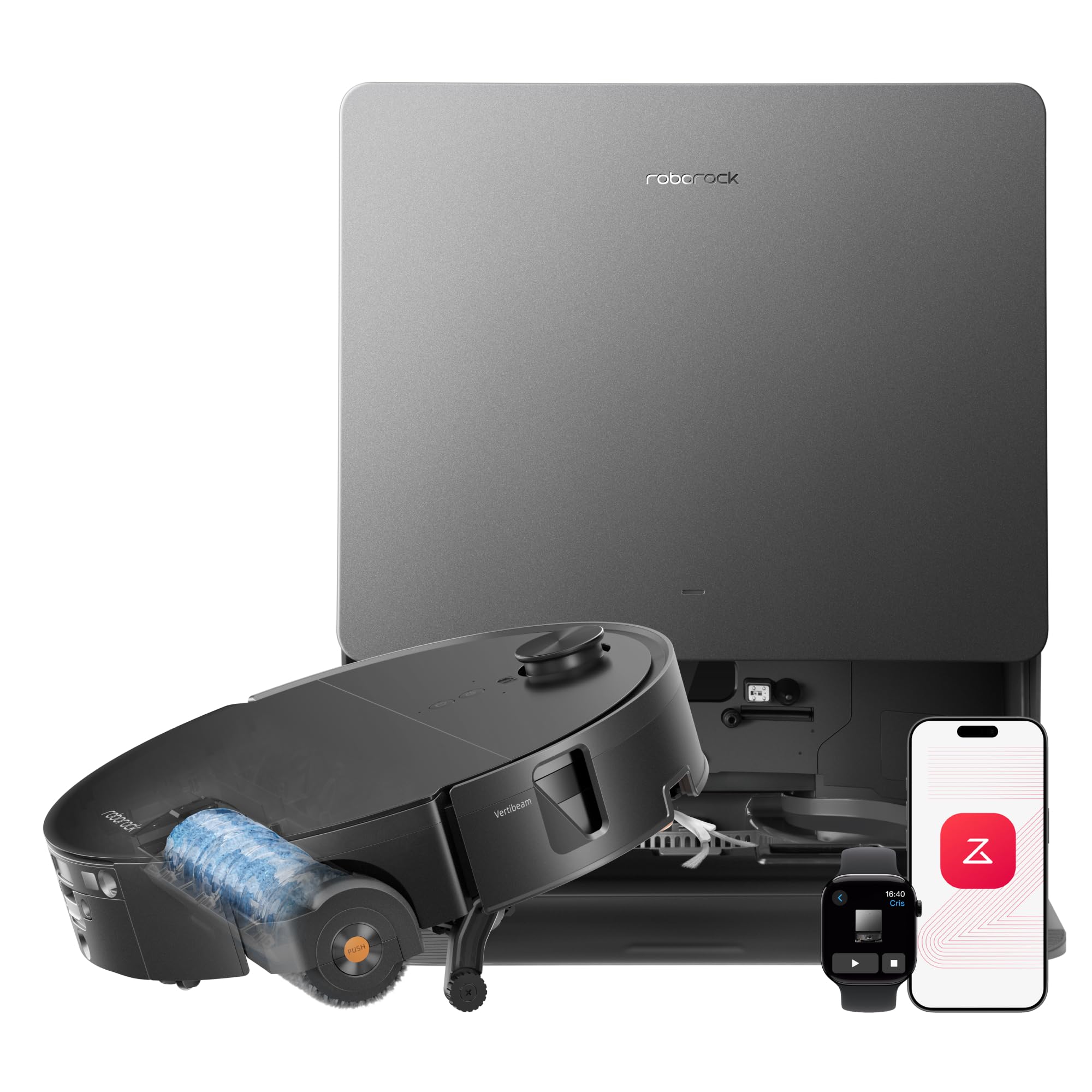 roborock 2026 New Saros 20 Flow Robot Vacuum and Mop, SpiraFlow 2.0 Pressurized Self-Cleaning Roller Mop, 36000 Pa, 3.46 in Double-Layer Threshold, 300+ Obstacle Avoidance, Zero-Tangle, 212°F Mop Wash