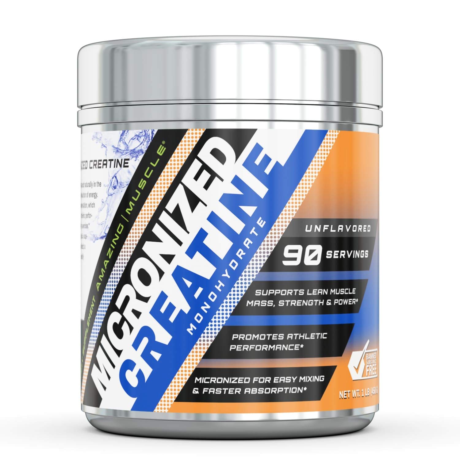 Amazing Muscle Micronized Creatine Monohydrate – 1 lb (453.5 Grams) - 5000 mg Micronized Creatine Per Serving – Approx. 45...