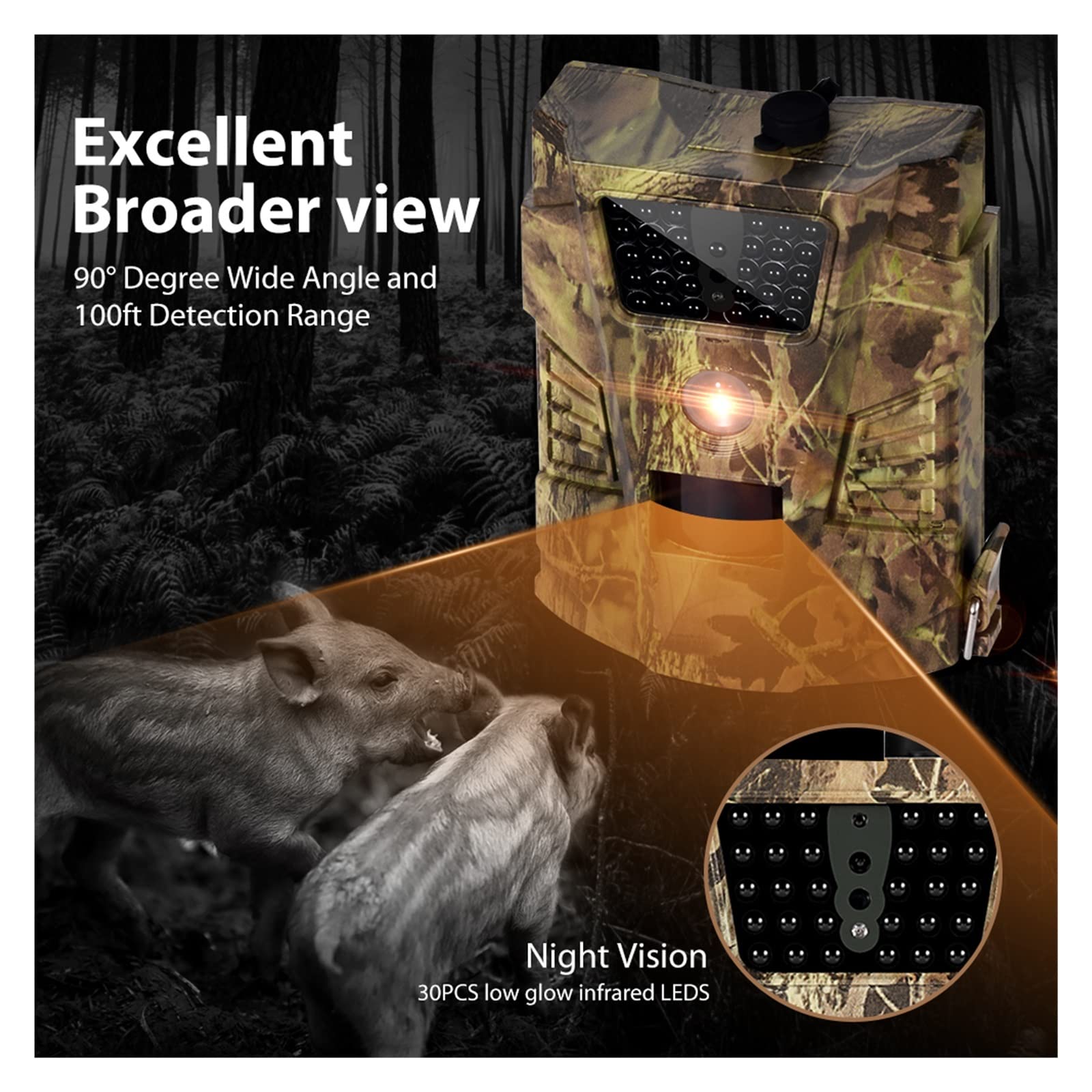 Trail Hunting Camera Dziki Nadzór Noktowizor Wildlife Scouting Cameras Photo Traps Track WyraźNe Obrazy I Filmy(Yellow)