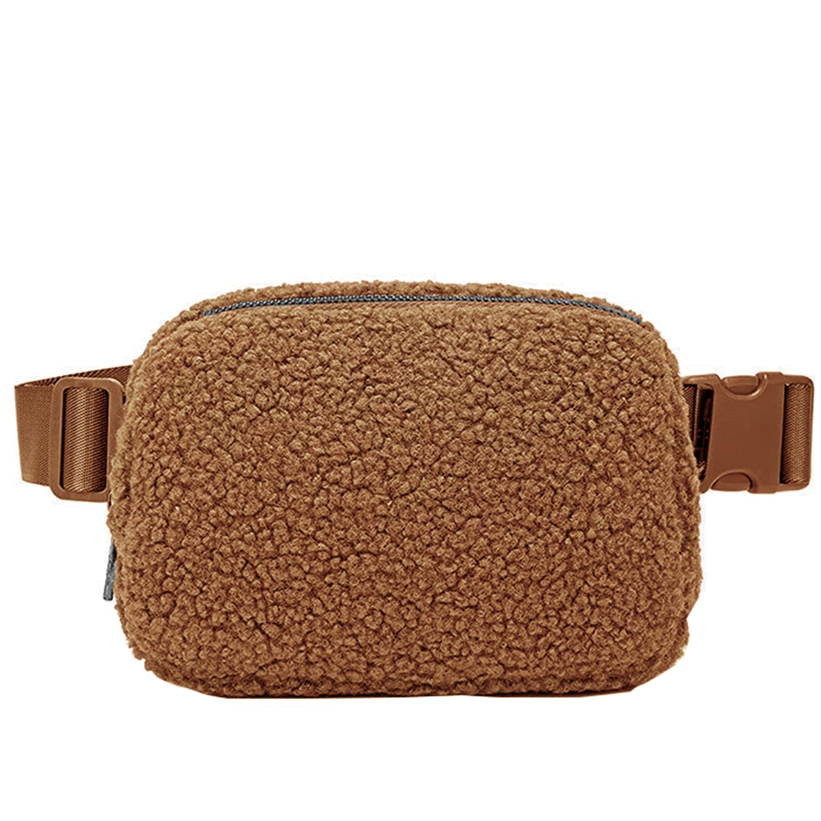 Bumbags for Women Men Women Ladies, Waterproof Fashion Bum Bag, Multi Pockets, Crossbody Bag Lightweight for Travel Sport Running (Teddy Fur-Brown)