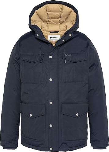 Schott NYC Bairon-Navy-XXXL Parka, Azul, 3XL Grande Alto para Hombre