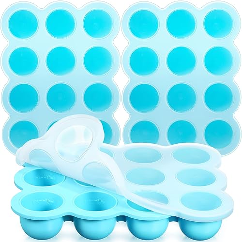 Miniatura 10 de 3 recipientes de almacenamiento de alimentos para bebés, bandeja de silicona para congelador de alimentos para bebés de 12 tazas con tapa, bandeja