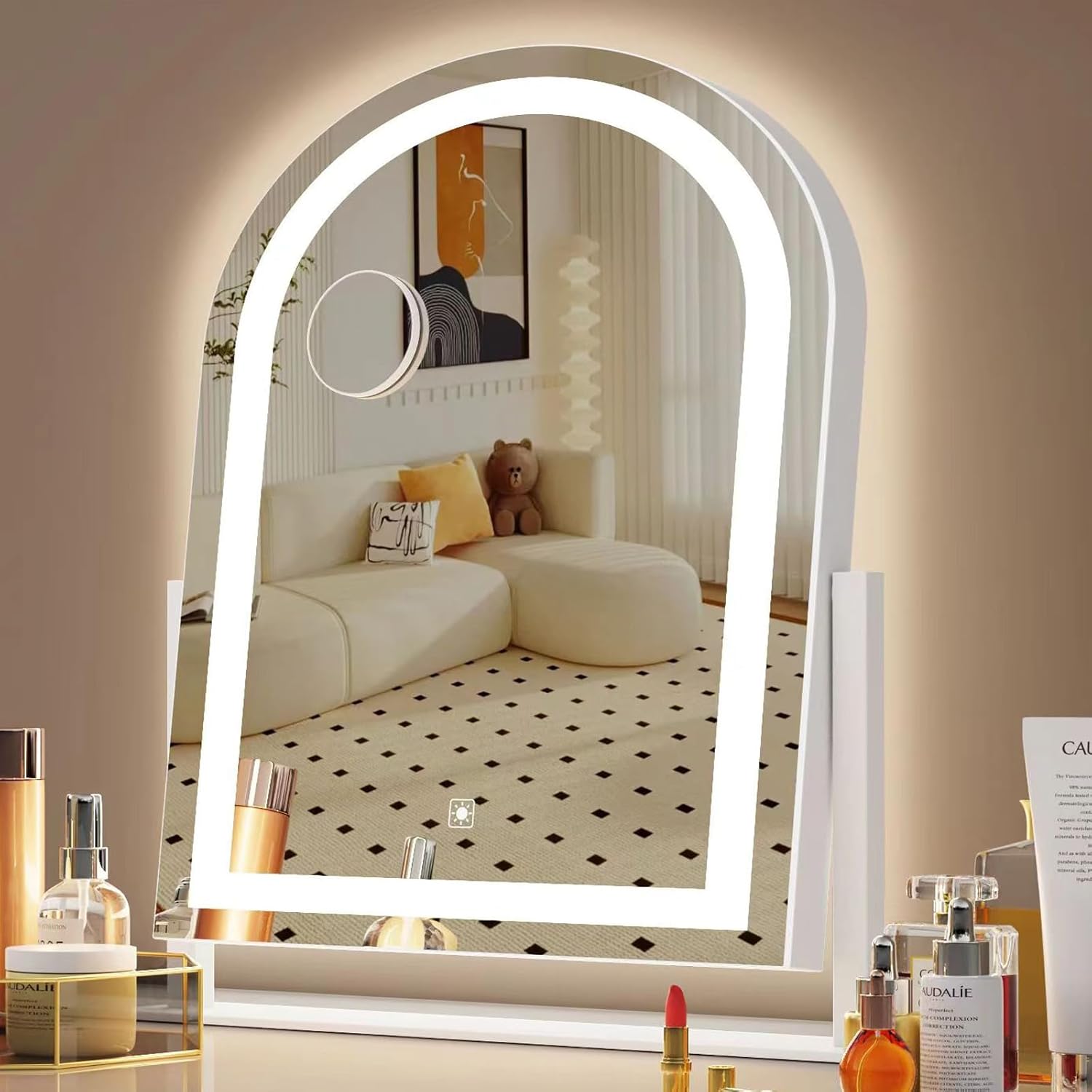 Curved Makeup Vanity Mirror with Lights 17.2″ Large LED Lighted Mirror, Hollywood Make Up Mirror with Lighting, Smart Touch,Detachable 5X Magnification 360° Rotation, (White,Gift Box) Curved Makeup Vanity Mirror with Lights 17.2″ Large LED Lighted Mirror, Hollywood Make Up Mirror with Lighting, Smart Touch,Detachable 5X Magnification 360° Rotation, (White,Gift Box)