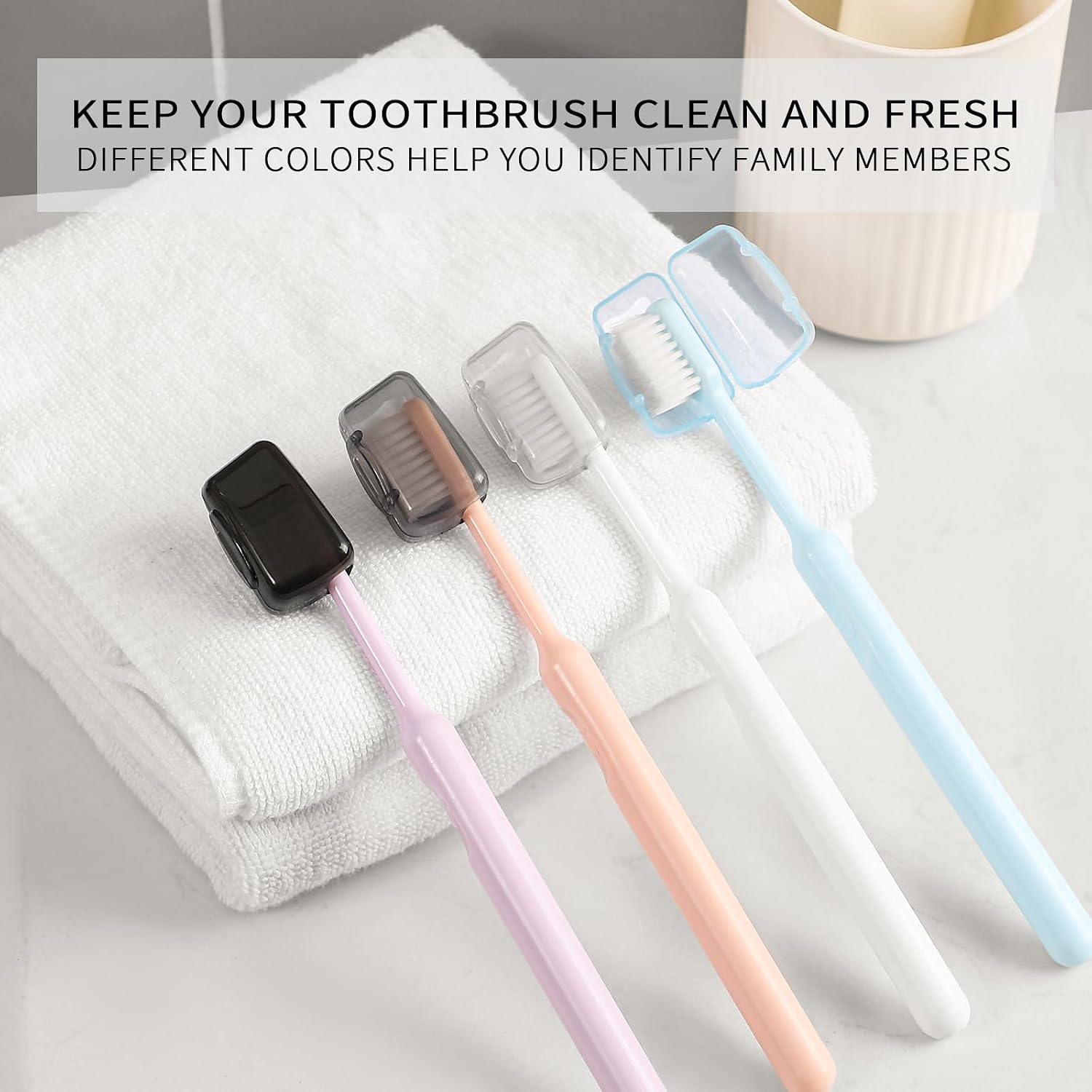 Muslish 20 Pack Toothbrush Covers, Portable Toothbrush Head Cover Caps, Toothbrush Case Protector for Home and Travel, Fits Most Manual and Electric Toothbrushes (Gray)