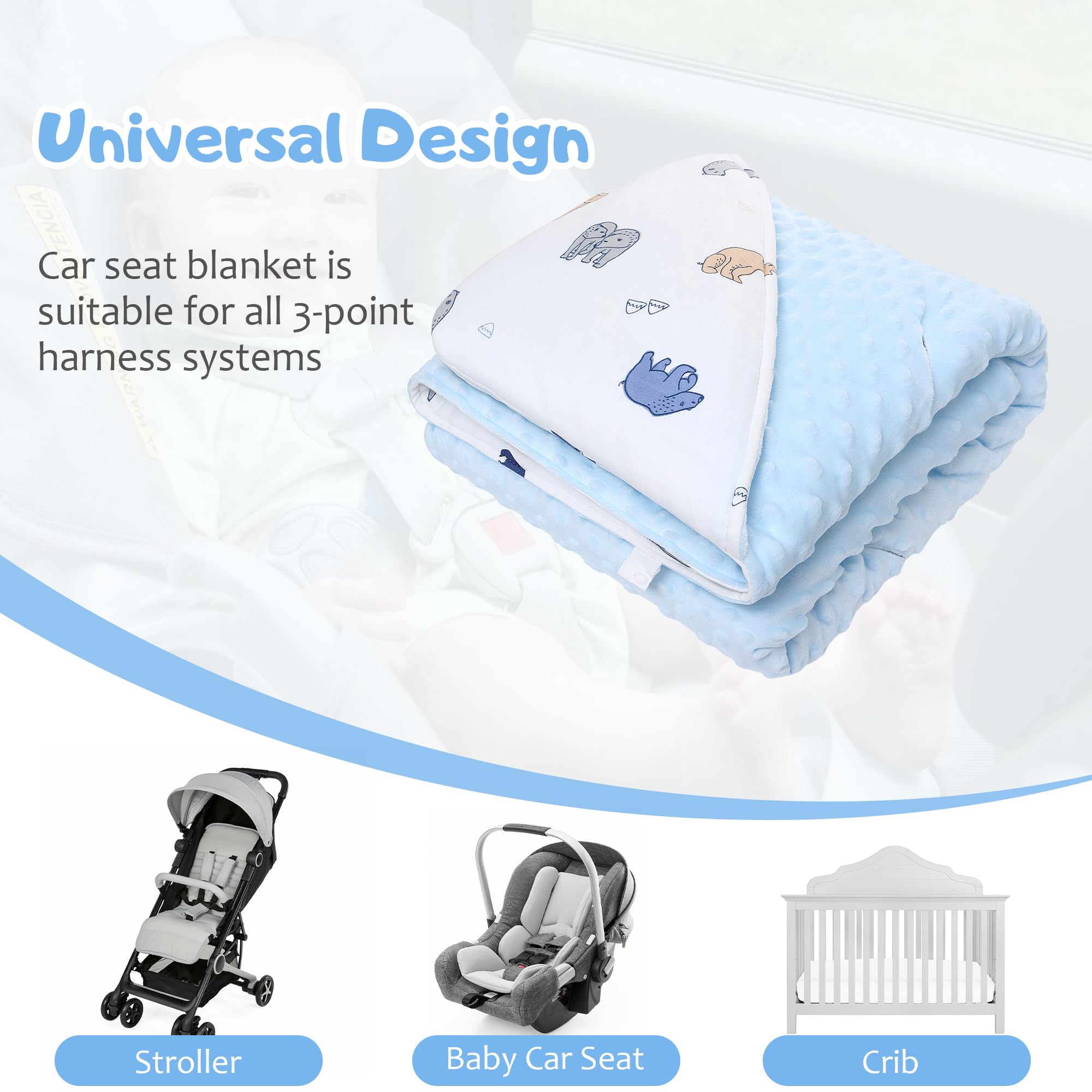 Baby Einschlagdecke 100% Baumwolle, Universal Einschlagdecke Babyschale 90 x 90cm, Herbst-Winter-Babydecke(Verspielter Bär)